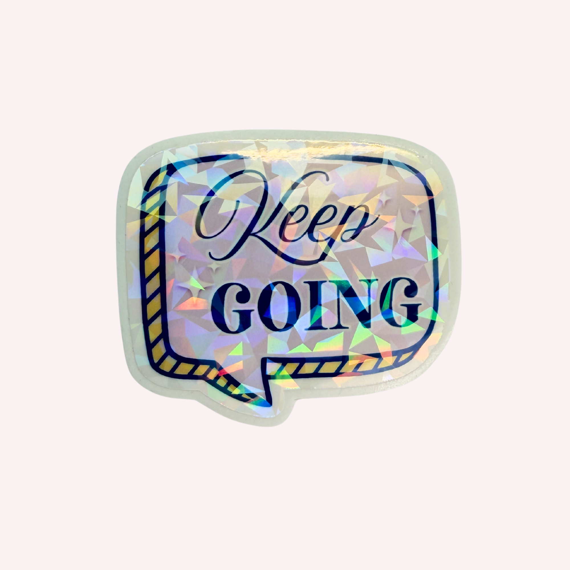 Keep Going Holographic Vinyl Sticker | Motivational Sticker | Cute Positive Reminder | Water-Resistant Laptop & Water Bottle Sticker