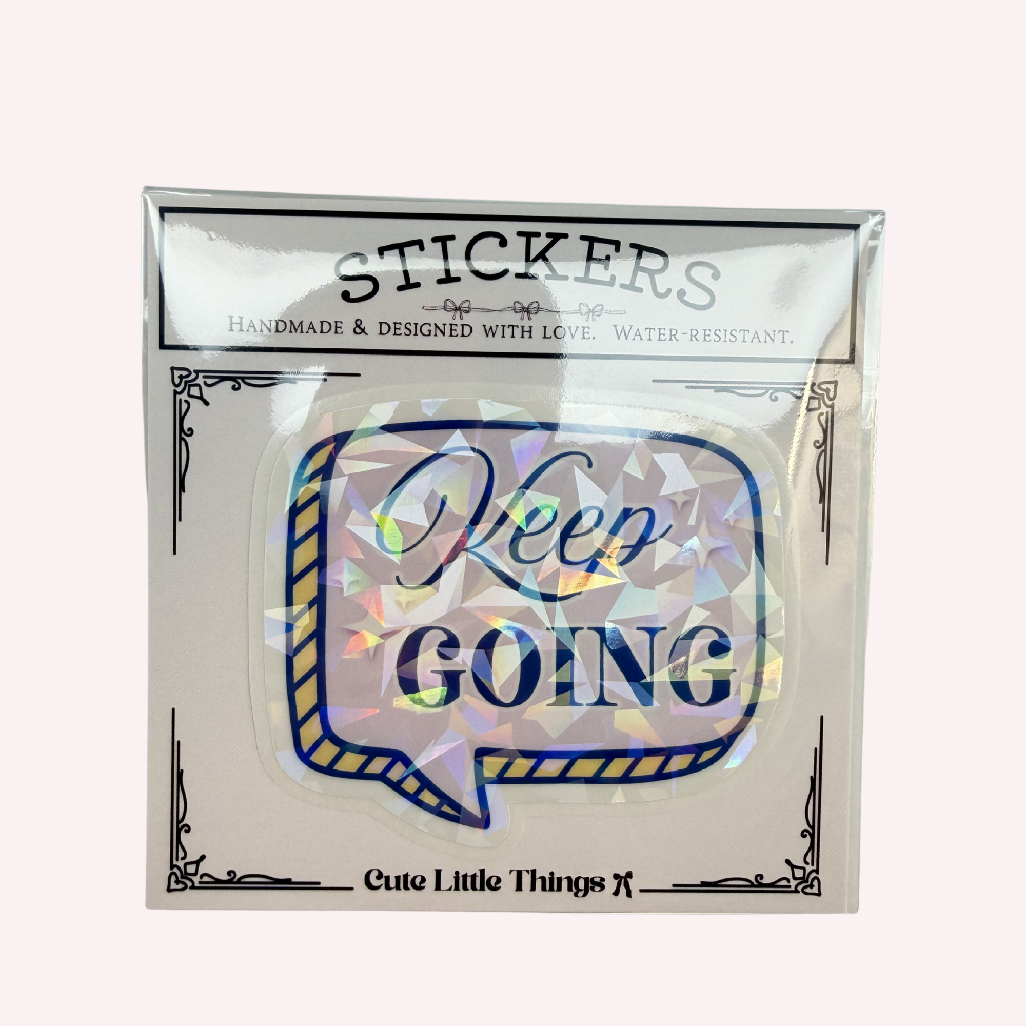 Keep Going Holographic Vinyl Sticker | Motivational Sticker | Cute Positive Reminder | Water-Resistant Laptop & Water Bottle Sticker