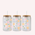 Pastel Floral Cup Wrap | Cute Soft Flower Glass Can Wrap | Minimal Aesthetic Libbey Cup Wrap | 16oz UV DTF Transfer Decal