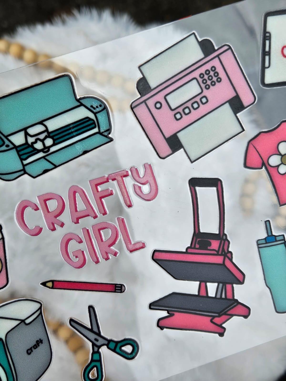 Crafty Girl, Craft Girly, Crafting Queen, UV DTF 16oz wrap, Craft Cup