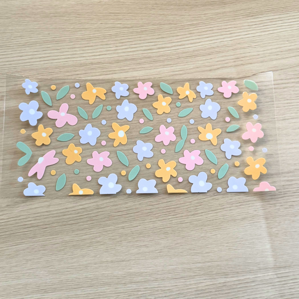Pastel Floral Cup Wrap | Cute Soft Flower Glass Can Wrap | Minimal Aesthetic Libbey Cup Wrap | 16oz UV DTF Transfer Decal