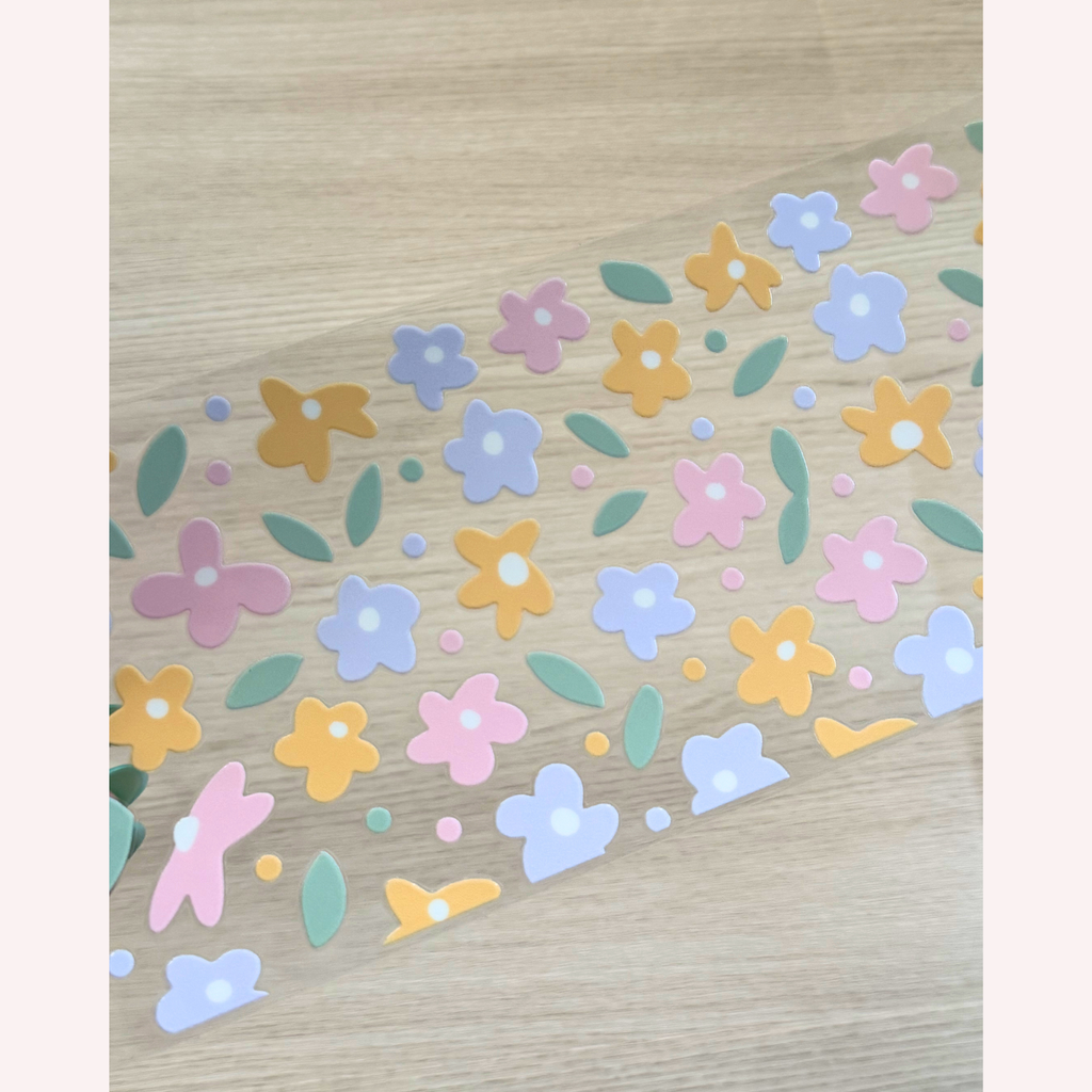 Pastel Floral Cup Wrap | Cute Soft Flower Glass Can Wrap | Minimal Aesthetic Libbey Cup Wrap | 16oz UV DTF Transfer Decal