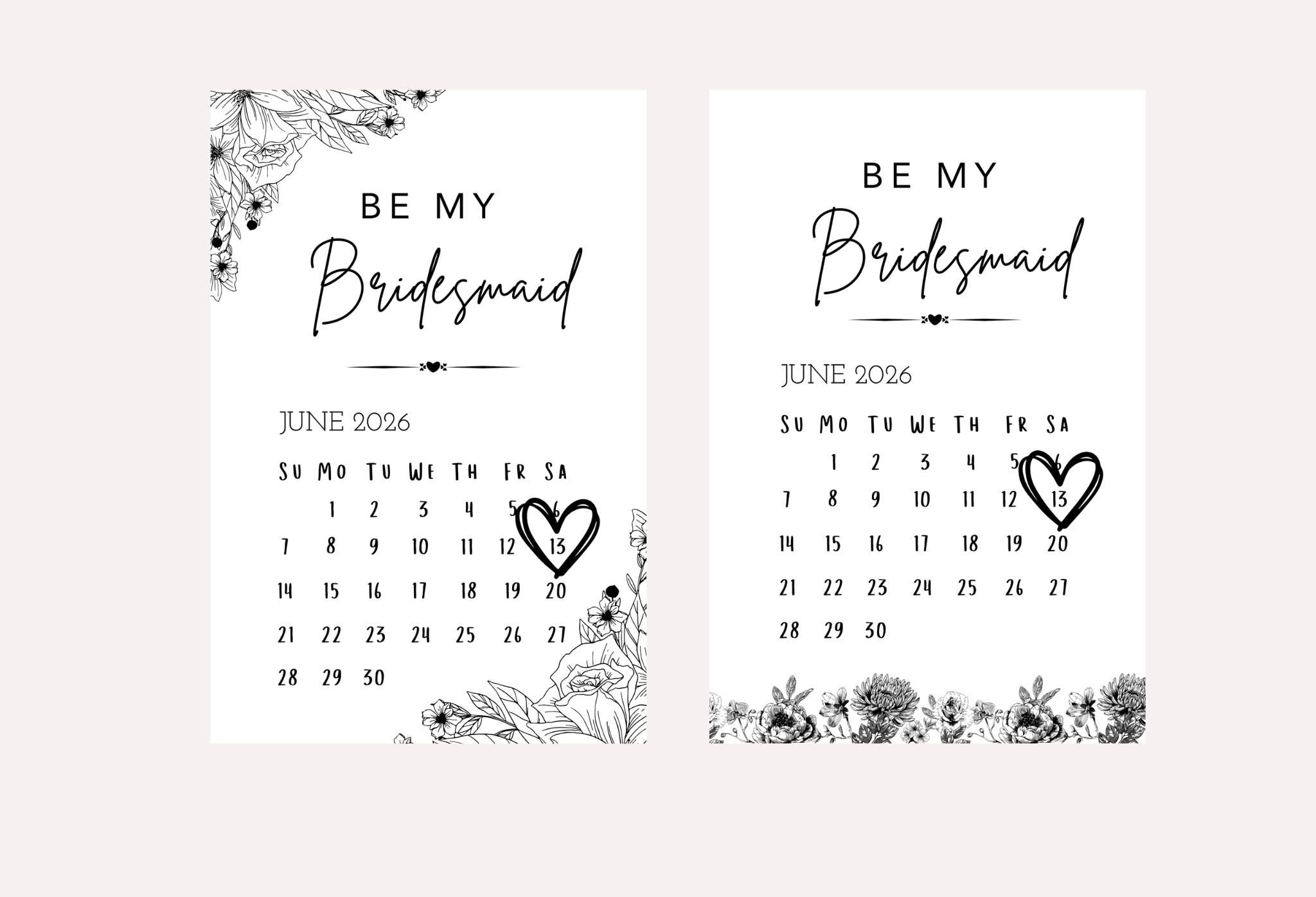 Personalized Save the Date Card / Bridesmaid Proposal (4x4 inches)