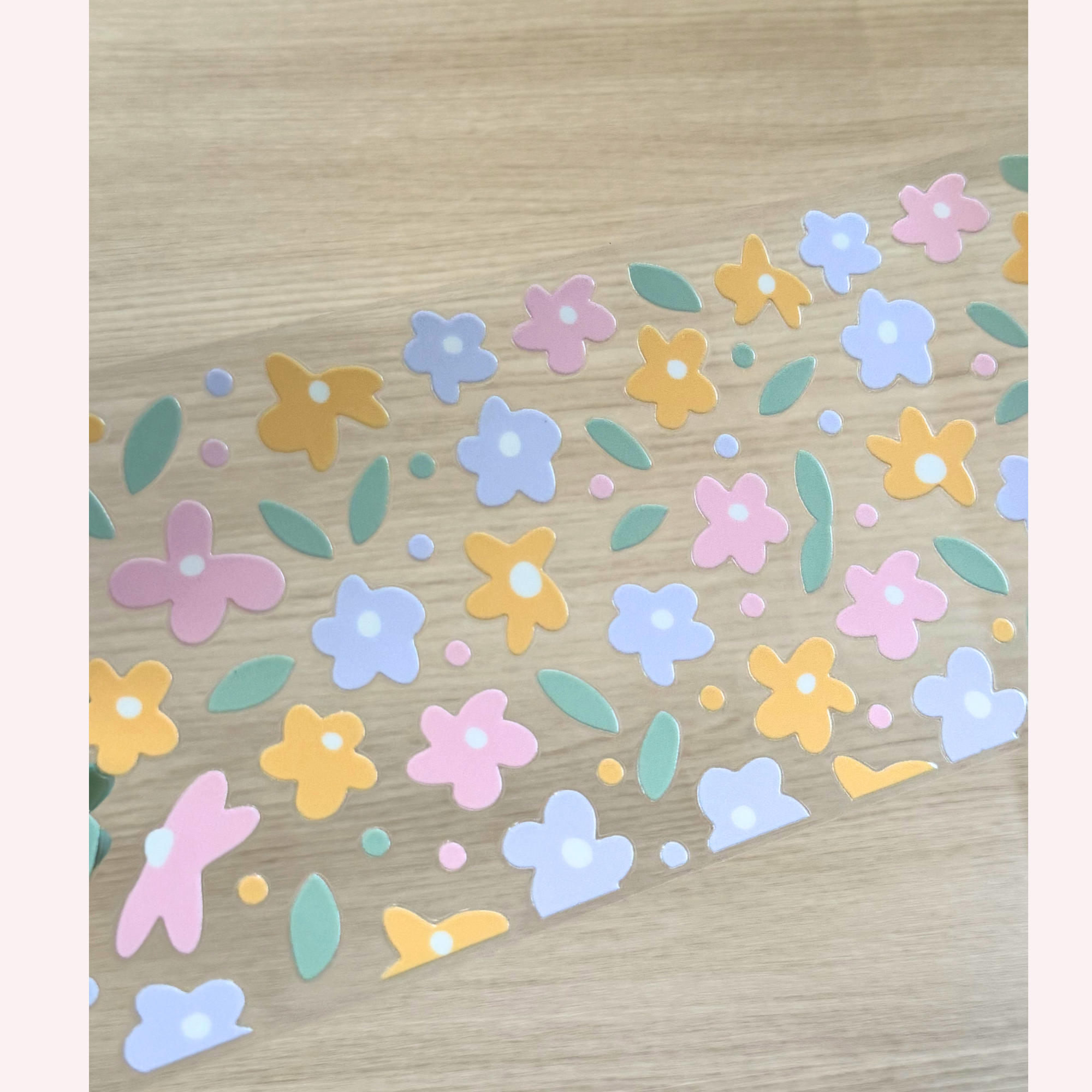 Pastel Floral Cup Wrap | Cute Soft Flower Glass Can Wrap | Minimal Aesthetic Libbey Cup Wrap | 16oz UV DTF Transfer Decal