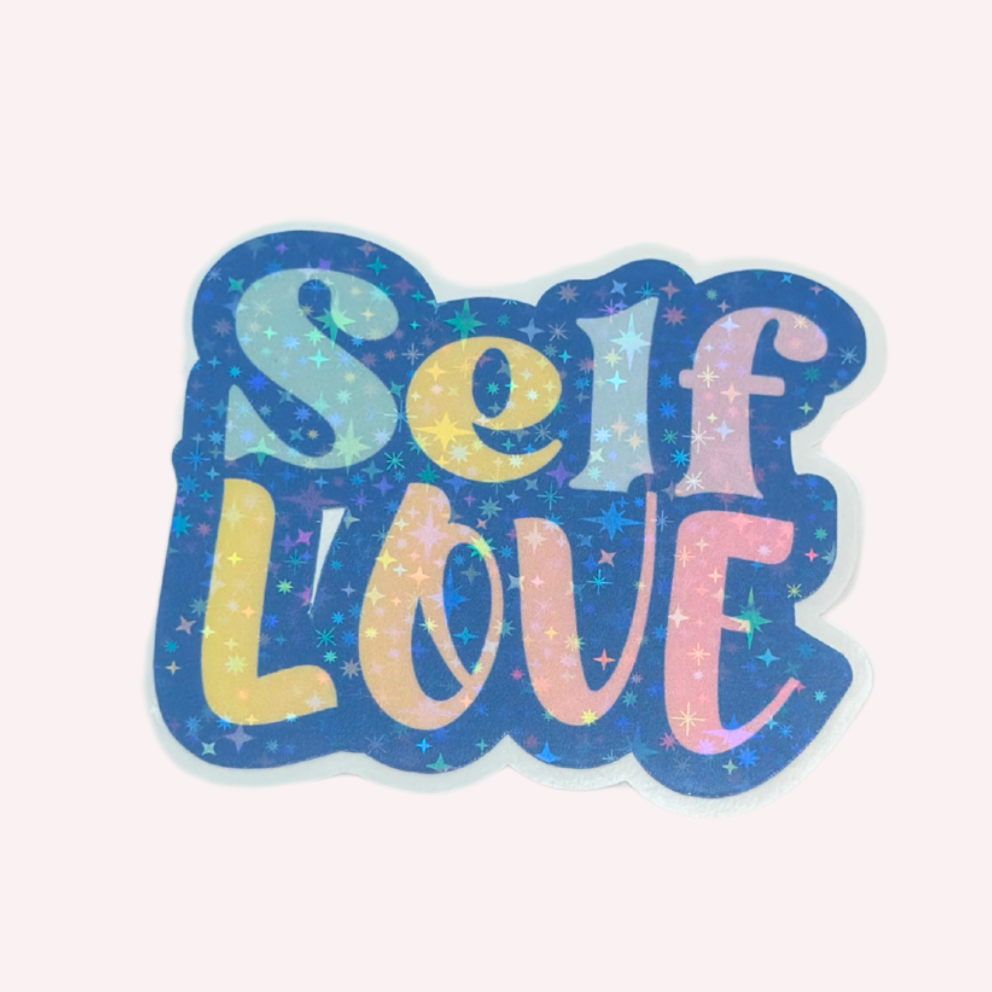 Self-Love Holographic Vinyl Sticker | Pastel Positive Affirmation Sticker | Cute Mental Wellness Decal | Water-Resistant Sticker