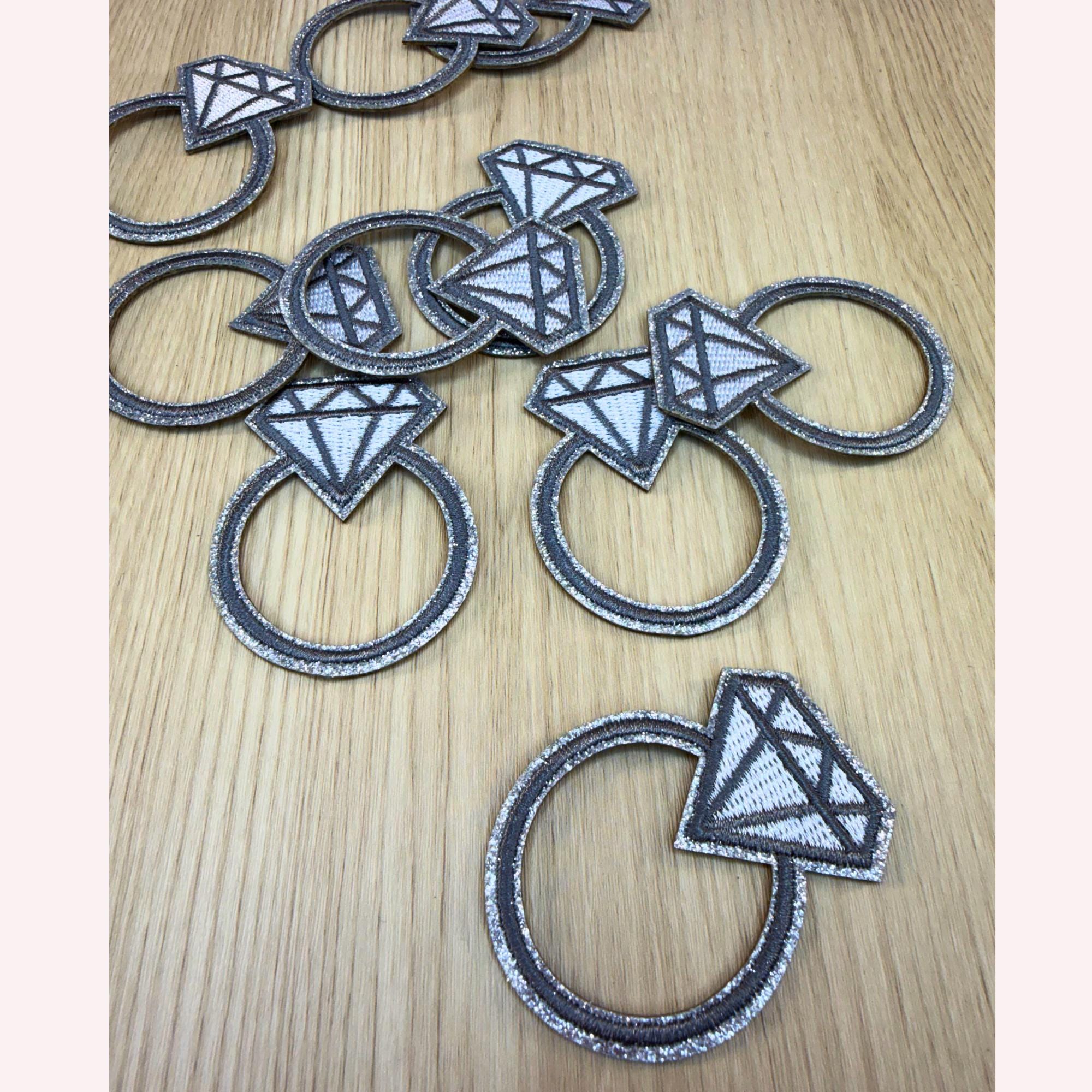 Diamond Ring Iron-On Embroidery Patch | Wedding Patch | Bride Jacket DIY | Single Ring Appliqué