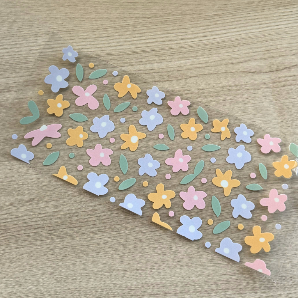 Pastel Floral Cup Wrap | Cute Soft Flower Glass Can Wrap | Minimal Aesthetic Libbey Cup Wrap | 16oz UV DTF Transfer Decal
