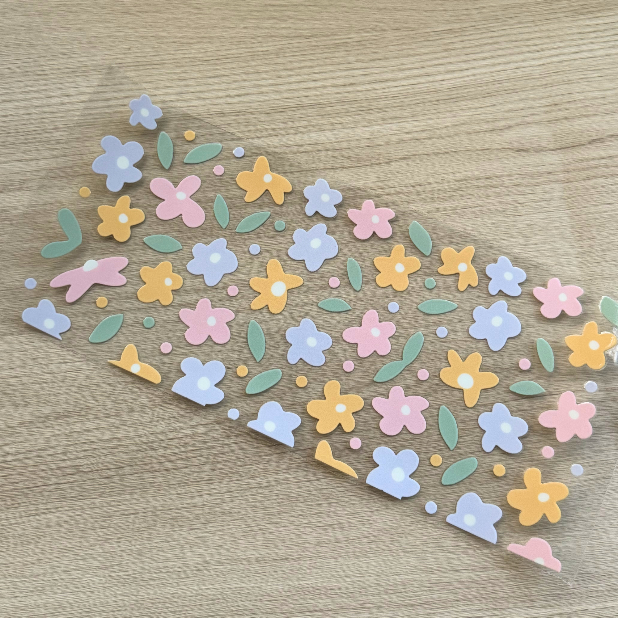 Pastel Floral Cup Wrap | Cute Soft Flower Glass Can Wrap | Minimal Aesthetic Libbey Cup Wrap | 16oz UV DTF Transfer Decal