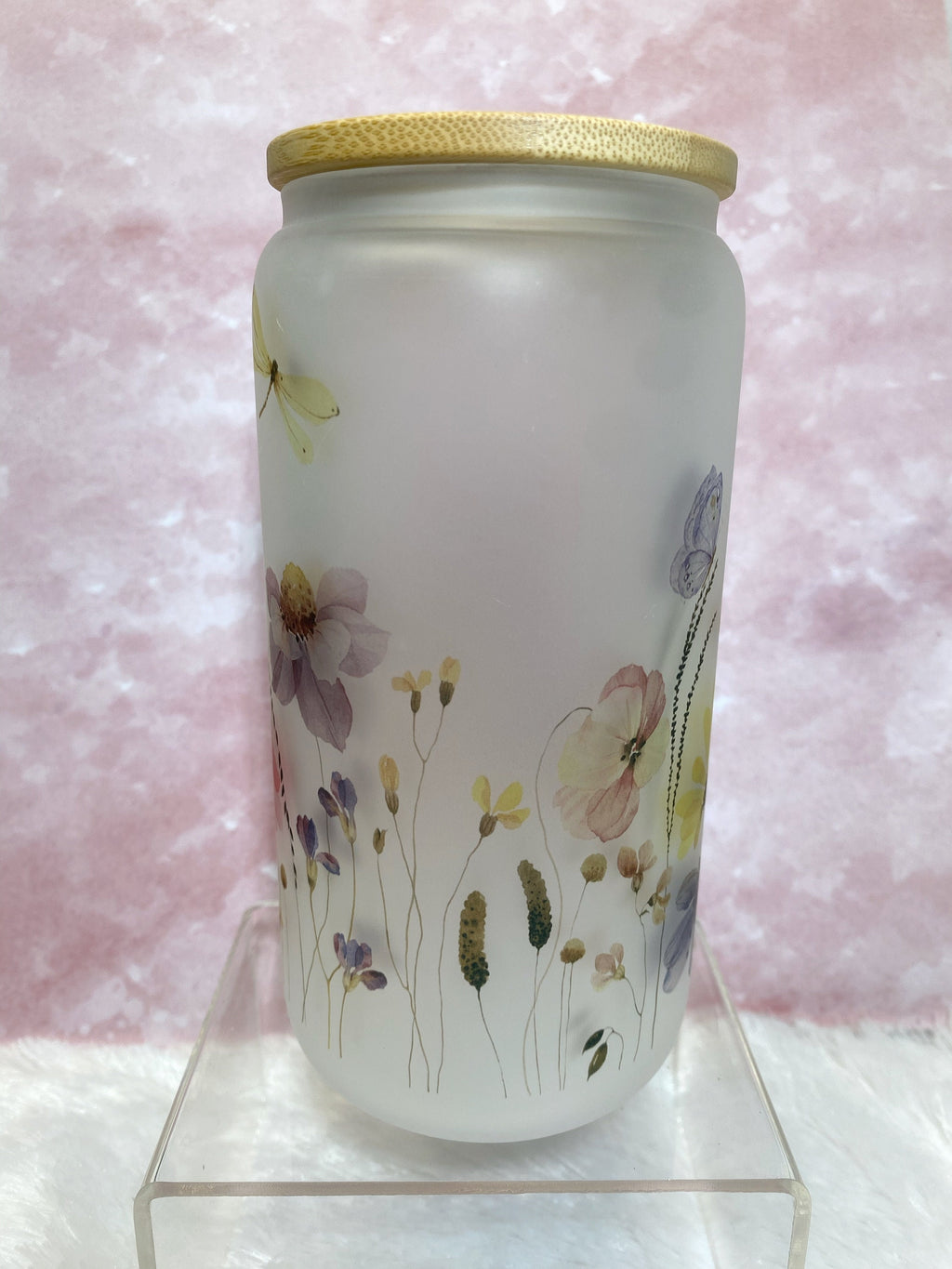 wildflower frosted beer glass