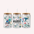 Nurse Life Colorful Cup Wrap | Cute Nurse Glass Can Wrap | Vibrant RN Appreciation Gift | 16oz Libbey UV DTF Transfer Decal