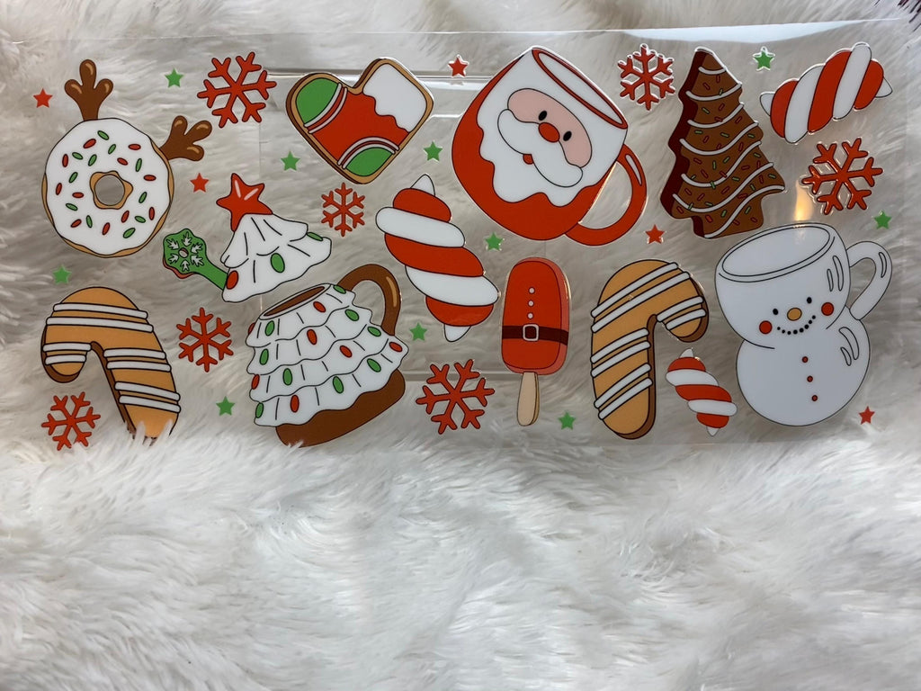Christmas UV DTF 16oz Tumbler Wrap: Festive Cup Design