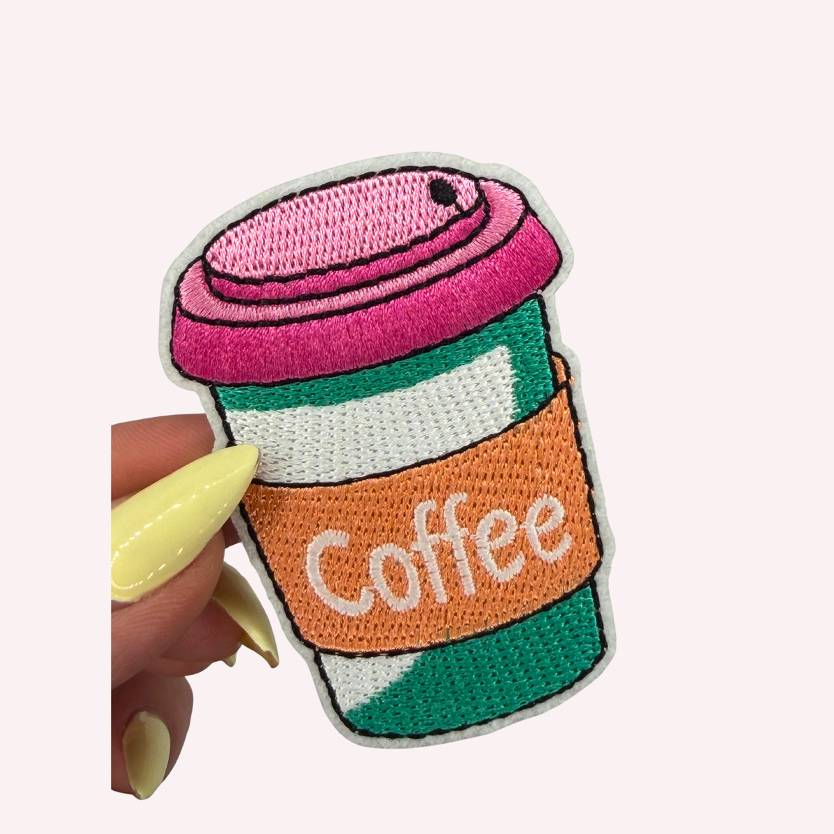 Colorful Coffee Cup Embroidered Iron-On Patch, Cute Coffee Lover Patch, Café Patch, Backpack & Jacket Patch