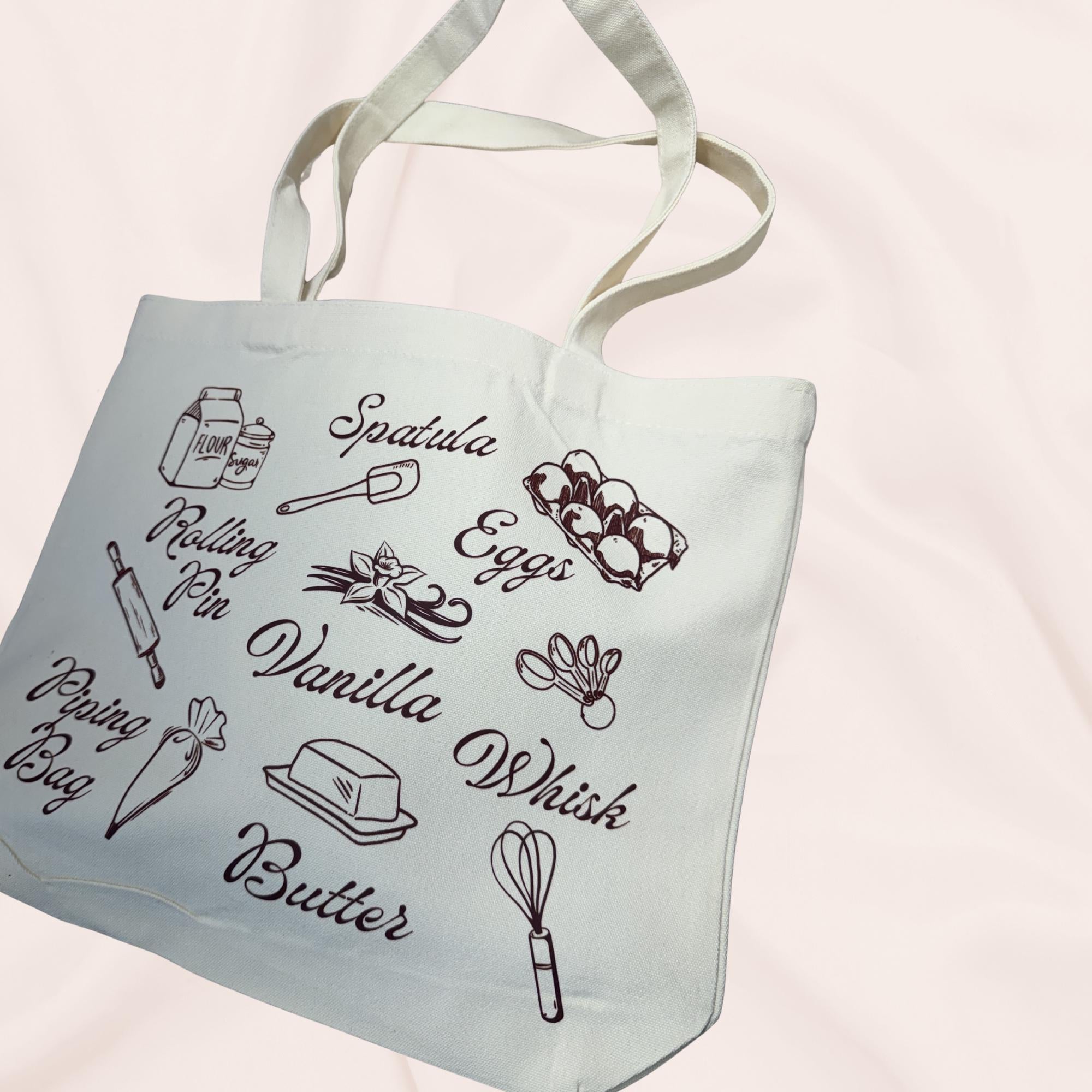 Minimalist Baking Canvas Tote Bag, Baker Gift, Baking Essentials Tote, Cute Baking Bag, Gift for Baker, Kitchen Lover Tote, Pastry Chef Gift