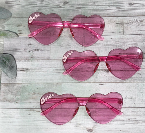 Bachelorette Party Sunglasses: Bride/Babe Pink Sunnies