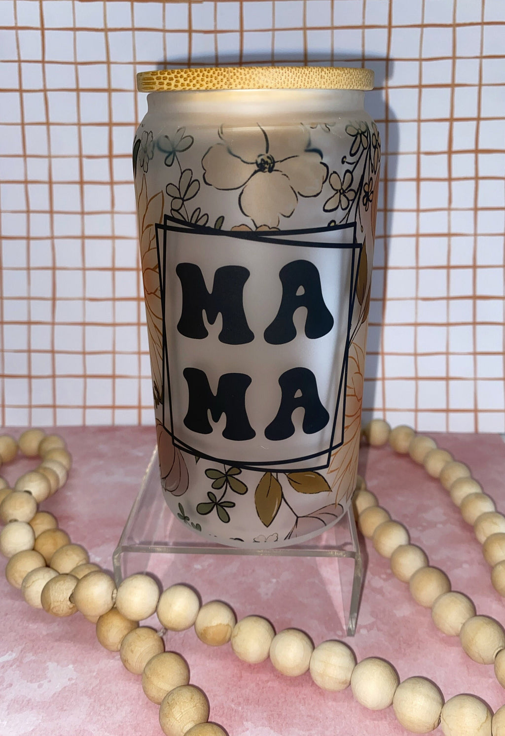 MAMA - frosted beer can glass