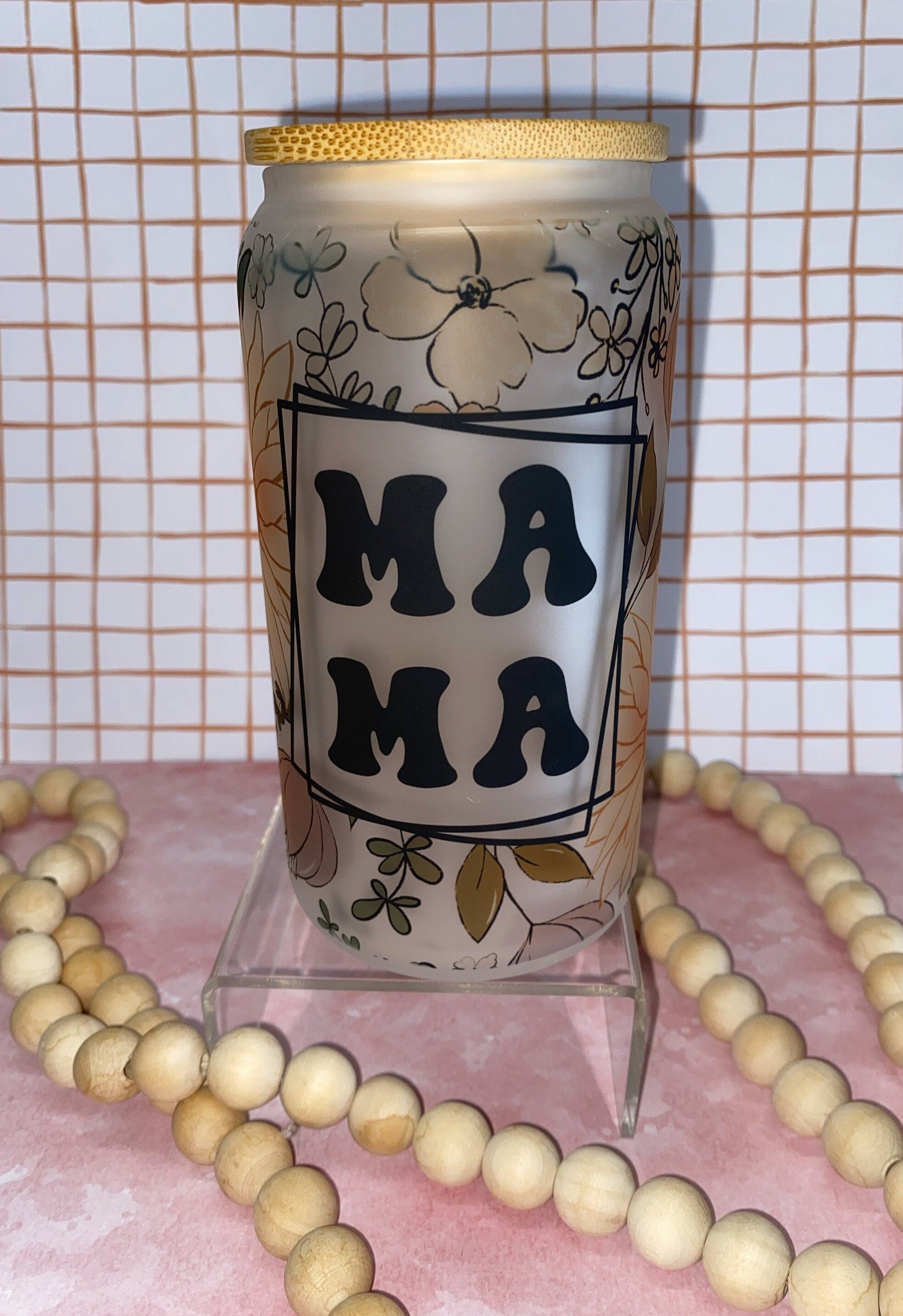 MAMA - frosted beer can glass