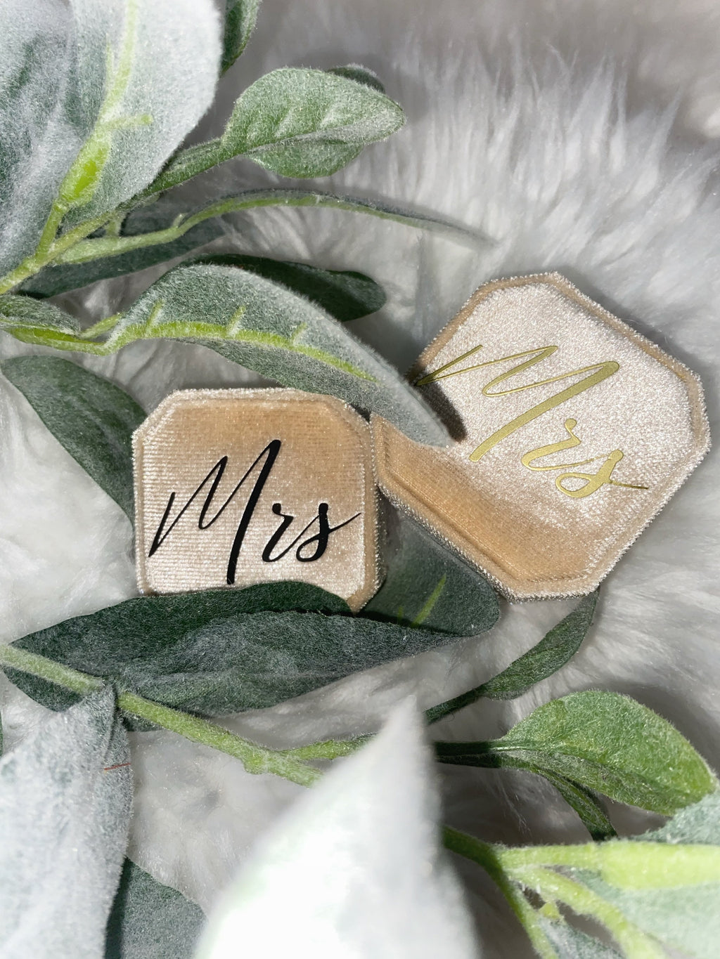 Corduroy Mrs. Ring Box: Bride Gift, Gold/Black Lettering