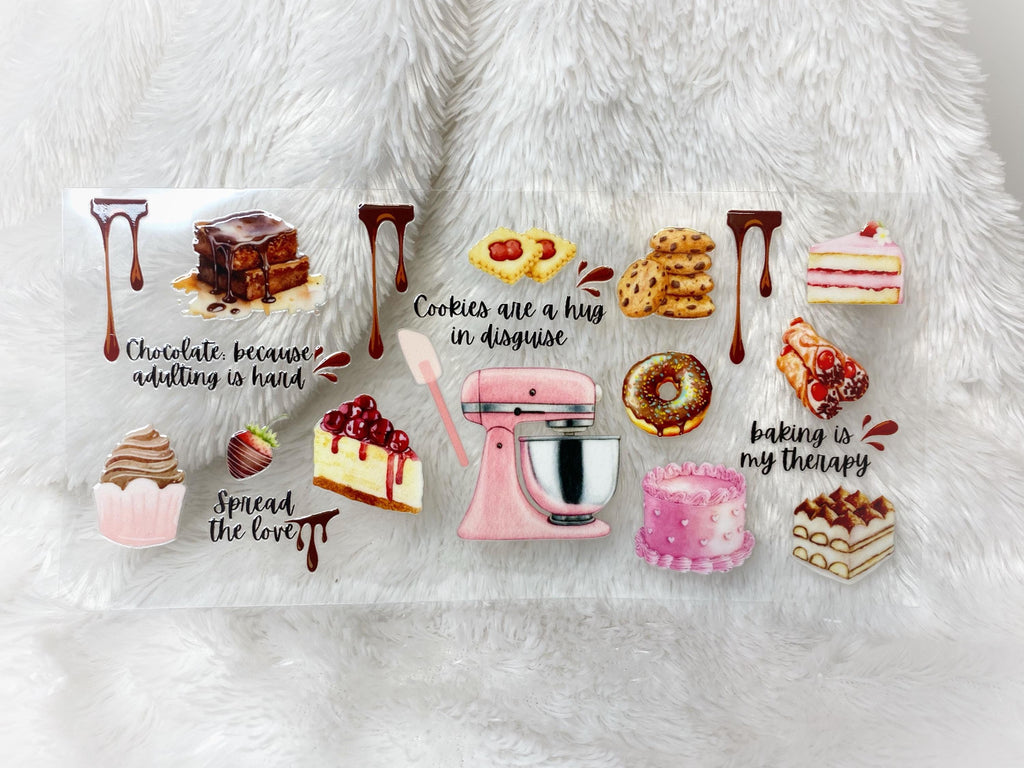 Sweet Treats UV DTF Wrap: 16oz Glass Can, Bakery Design