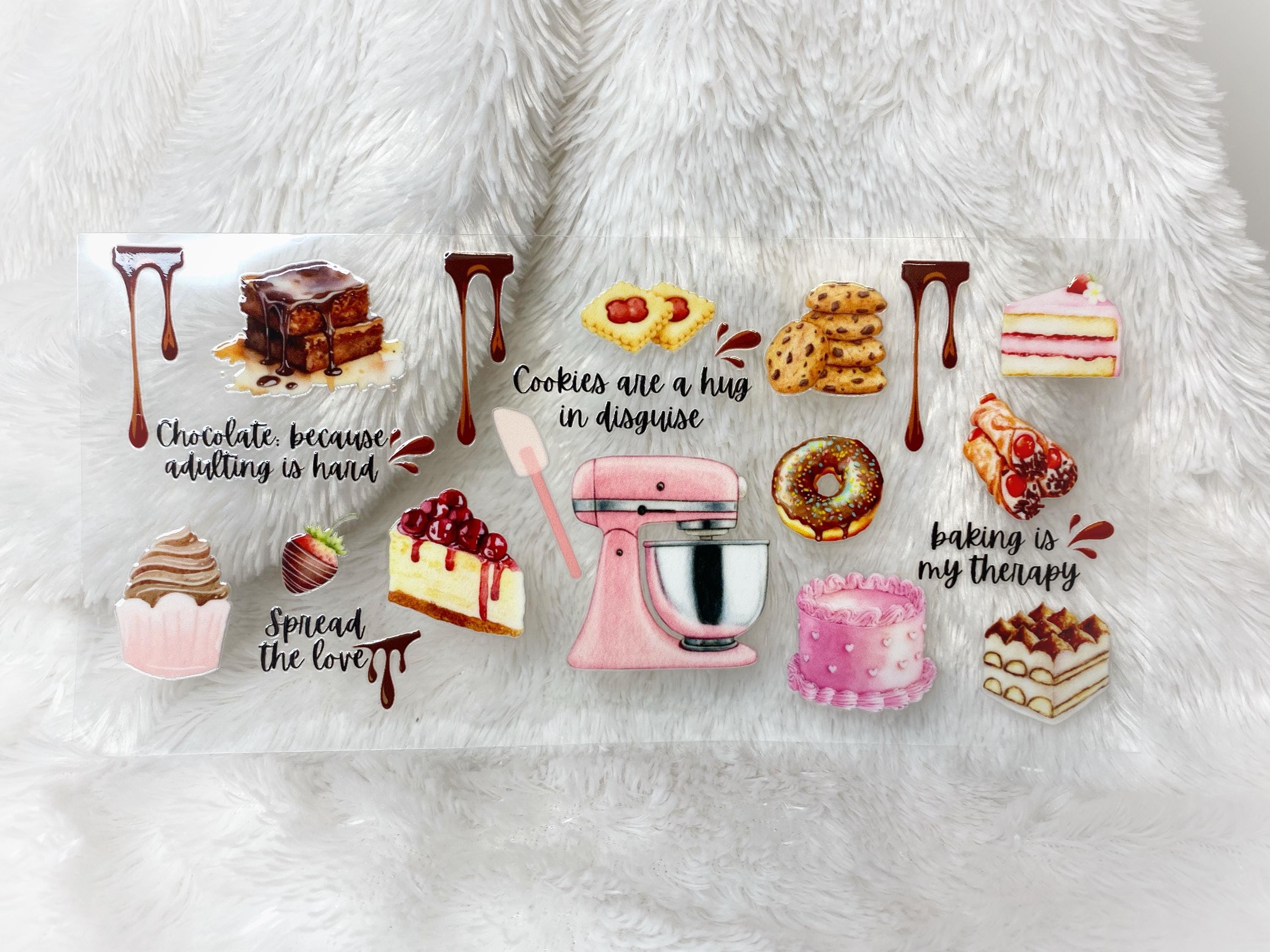 Sweet Treats UV DTF Wrap: 16oz Glass Can, Bakery Design