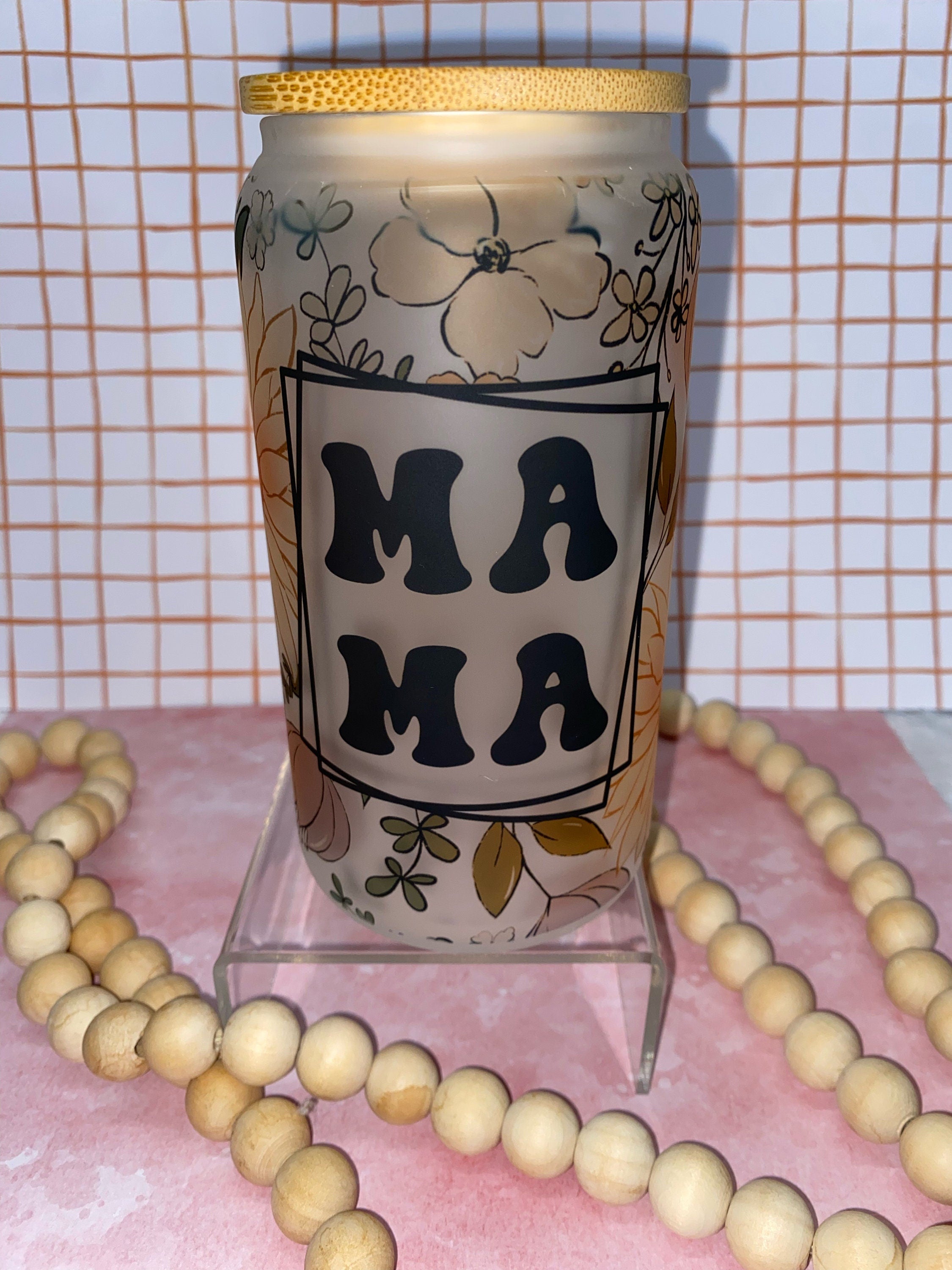 MAMA - frosted beer can glass