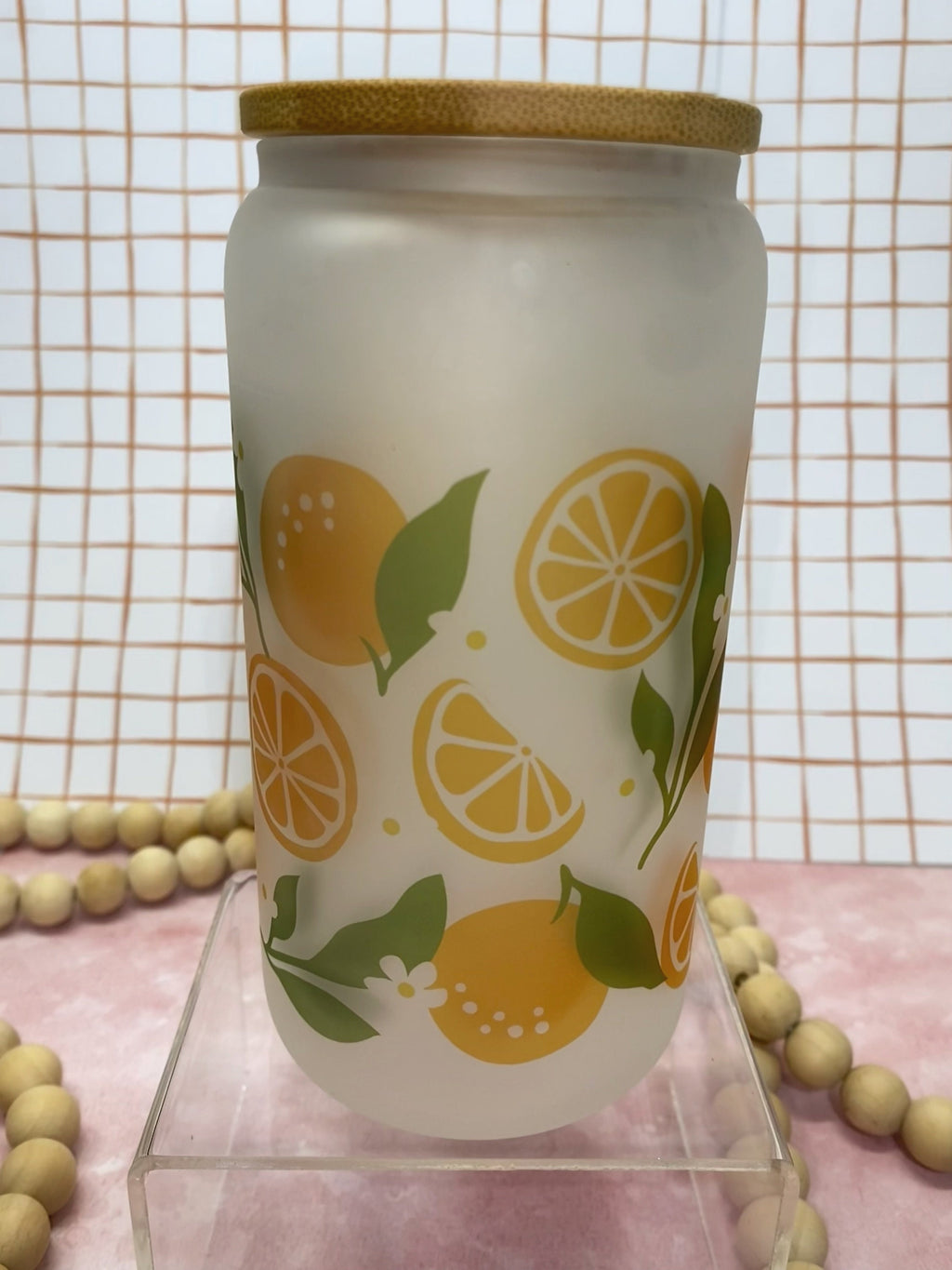 Frosted Beer Can Glass - Oranges themed