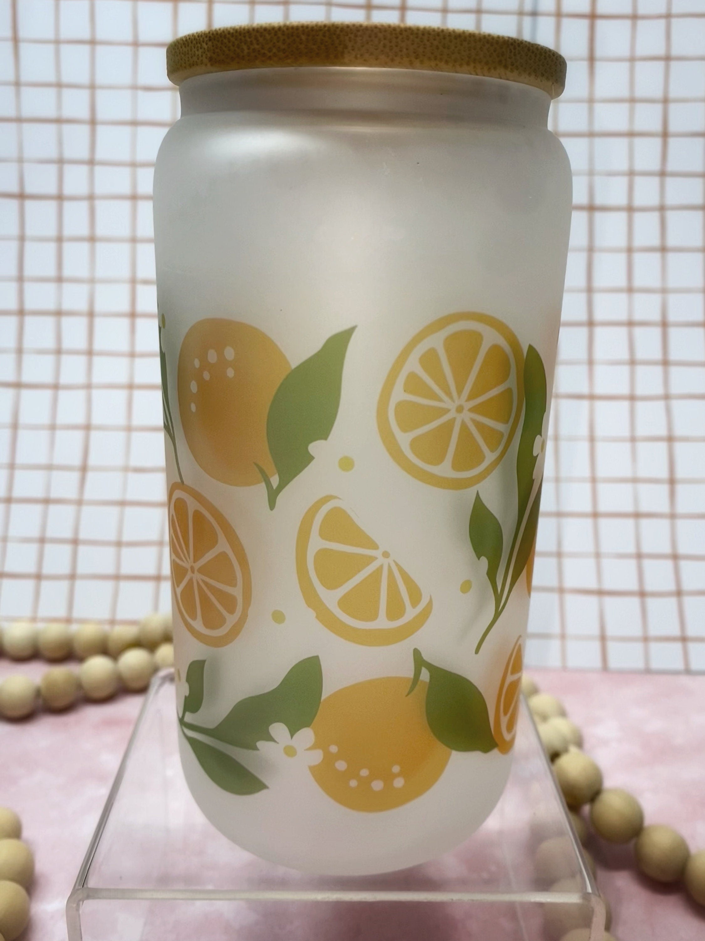 Frosted Beer Can Glass - Oranges themed