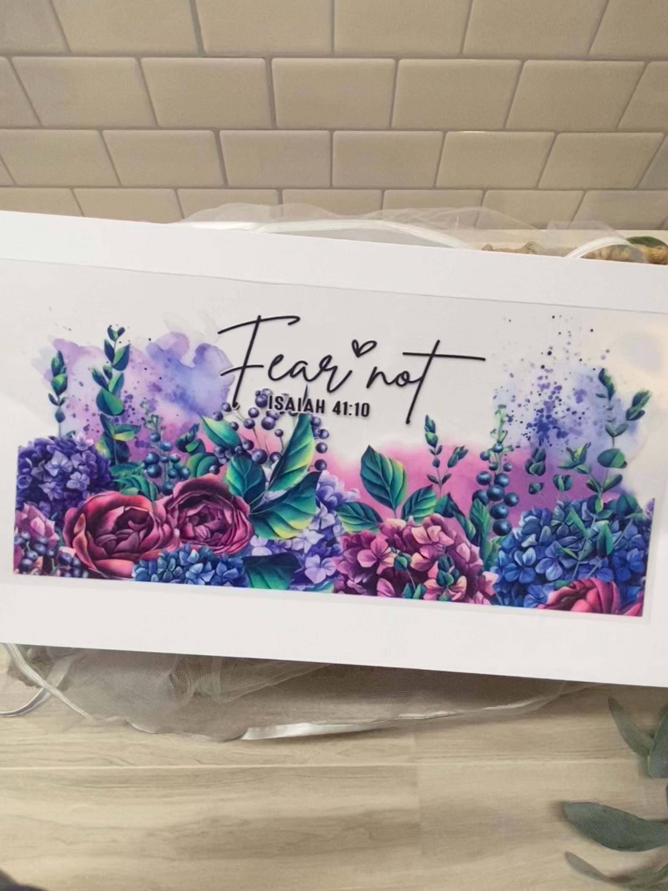 Isaiah 41:10 Floral UV DTF Wrap, 16oz Glass Can Transfer