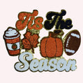 Fall Chenille Iron-On Patch: Pumpkin Spice, Football, Leaf Design