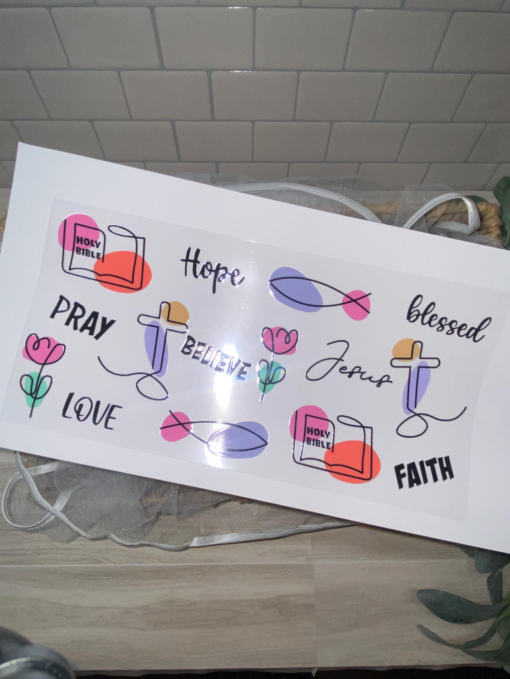 Christian UV DTF 16oz Glass Cup Wrap, Inspirational Faith Transfer