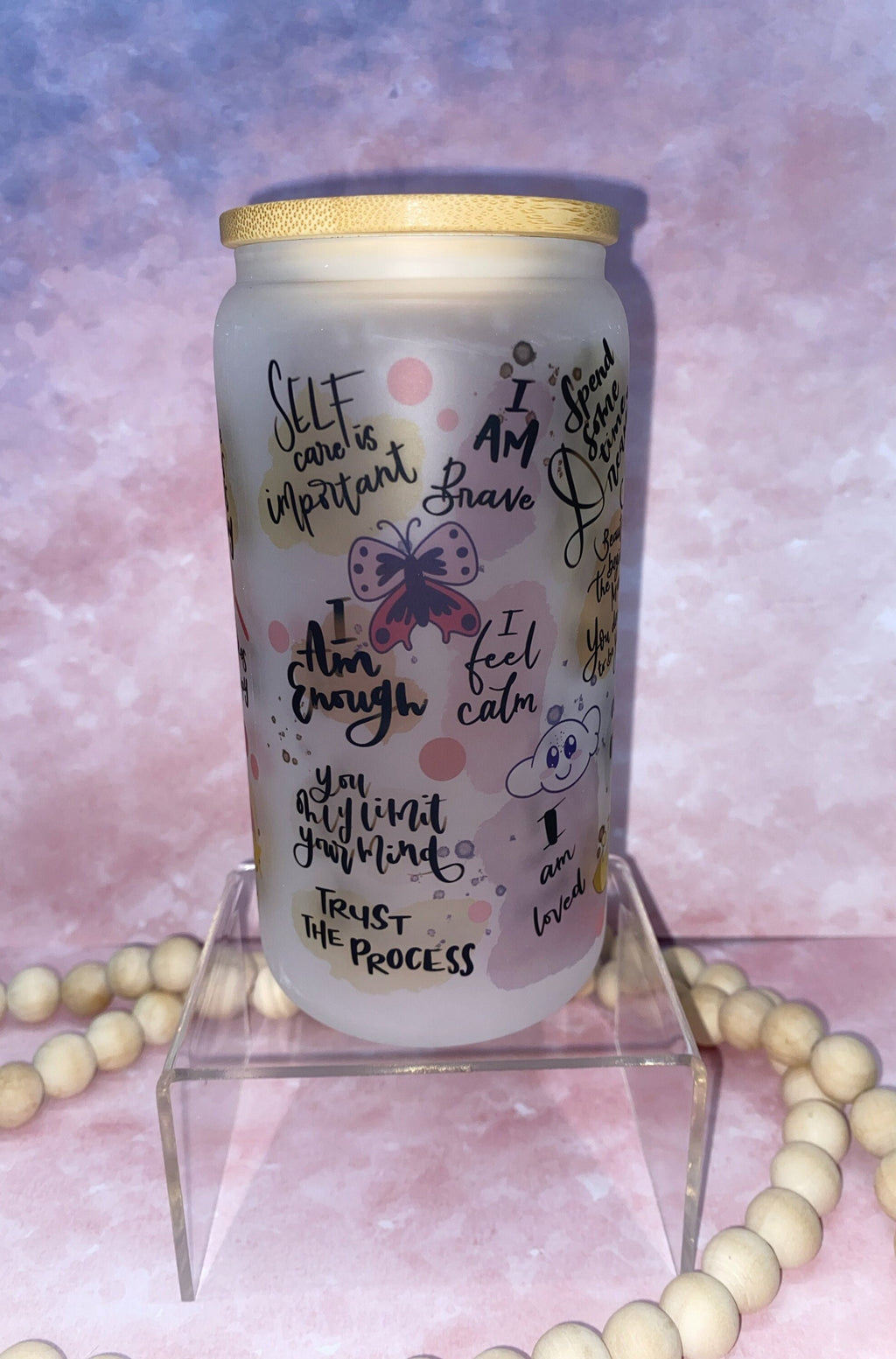 Self Love - Frosted Beer Can Glass