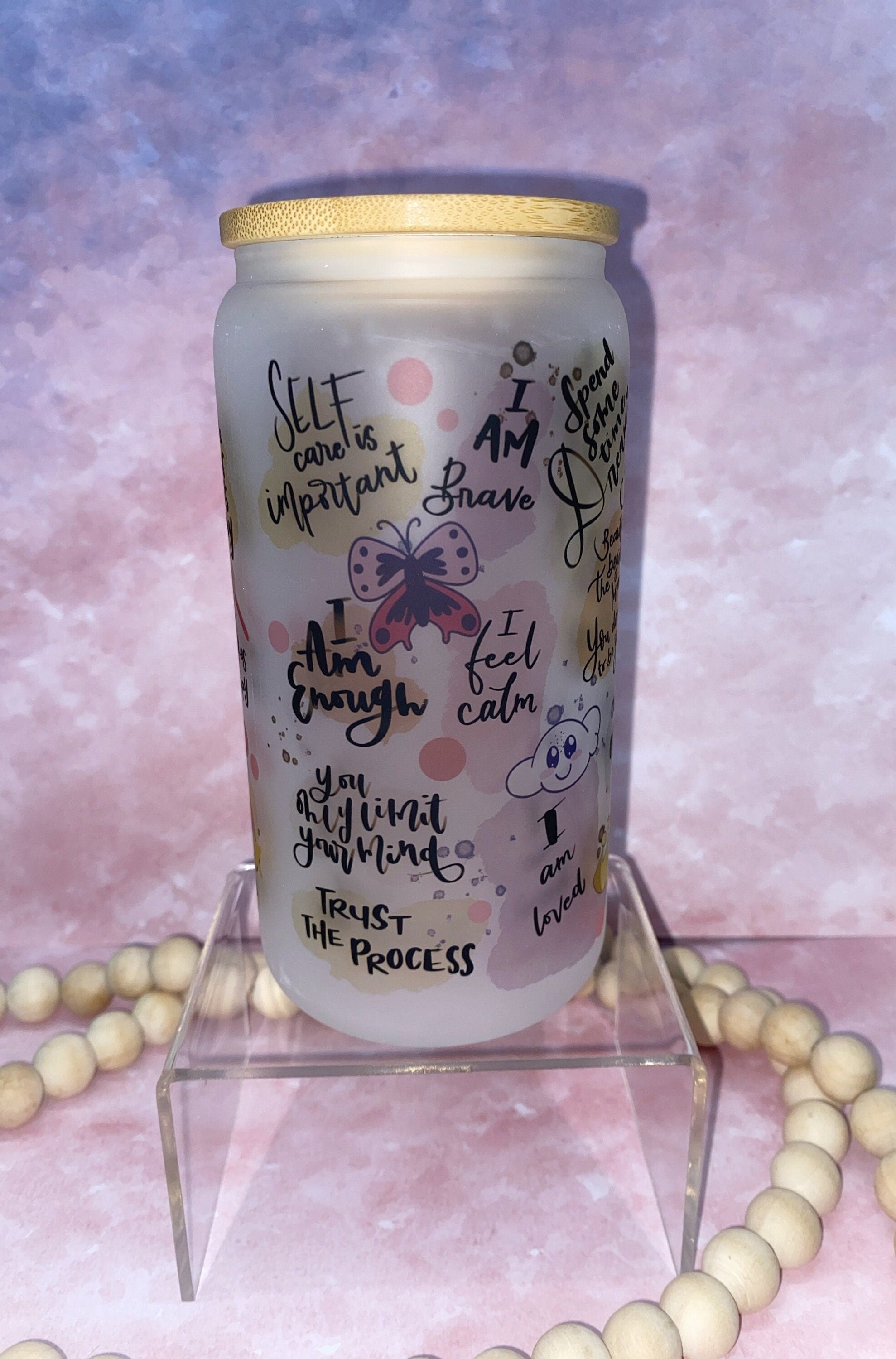 Self Love - Frosted Beer Can Glass