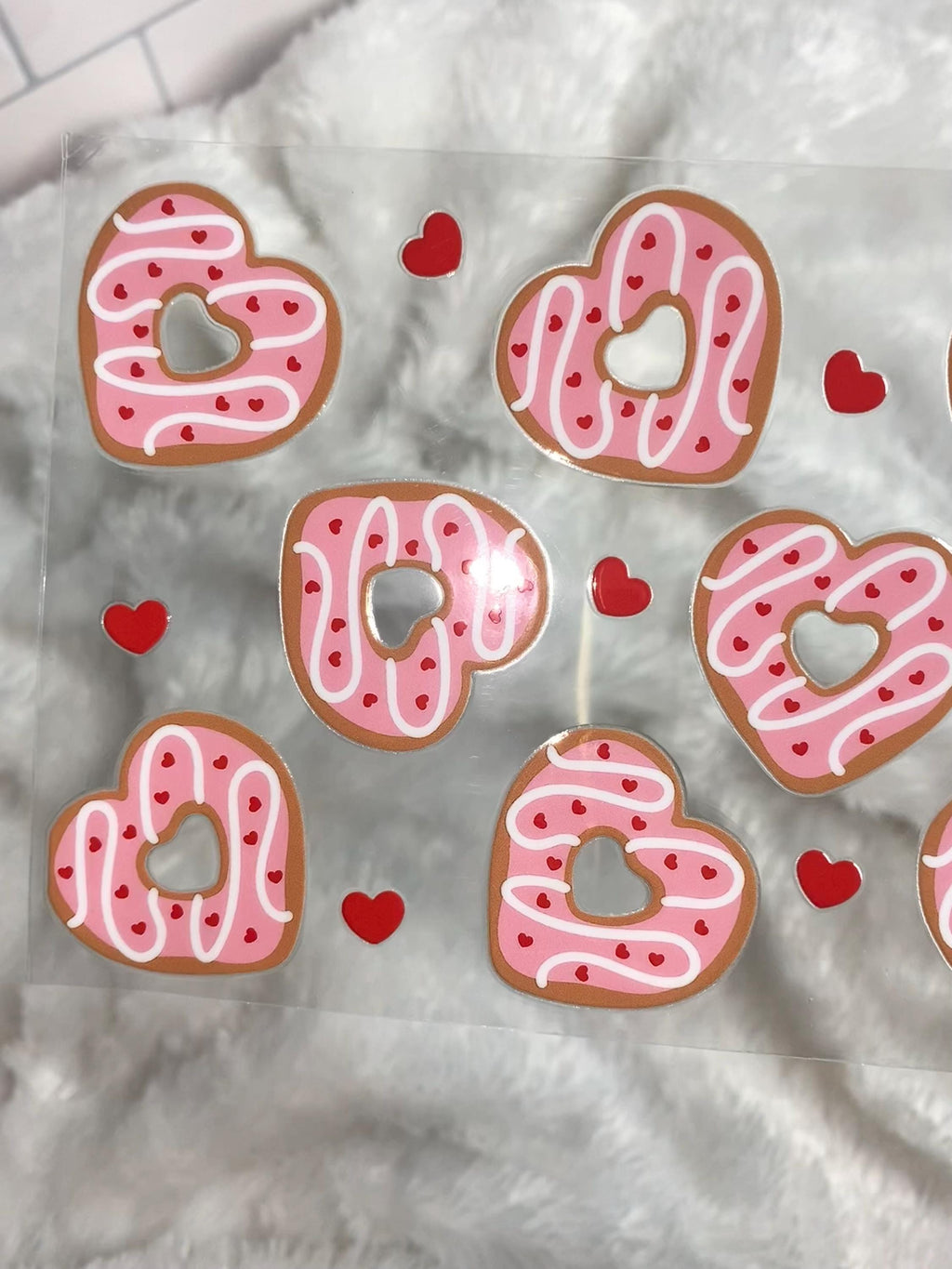 Heart Sprinkled Donut UV DTF Wrap: 16oz Tumbler Decal