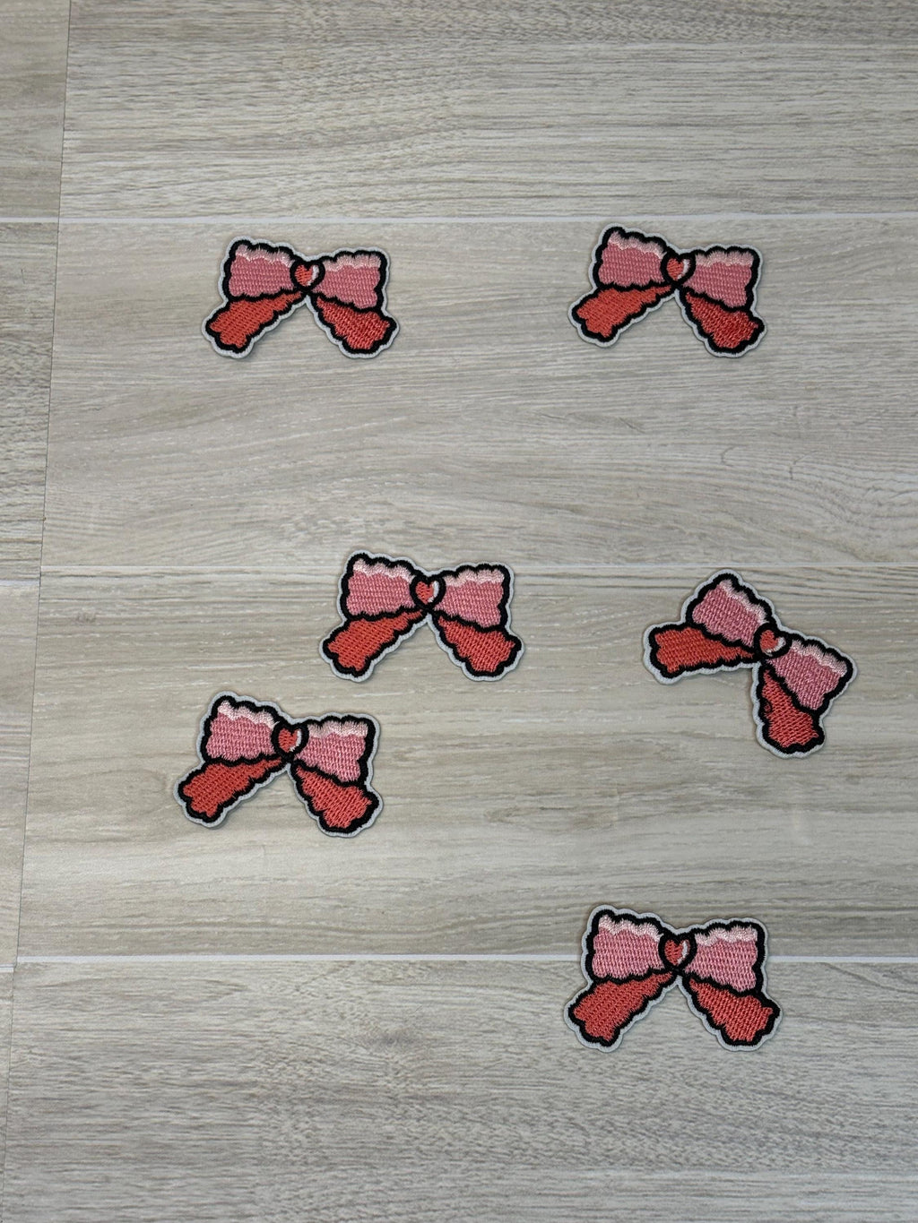 Small Bow Embroidery Patch with Heart | Iron-On Applique (2”)