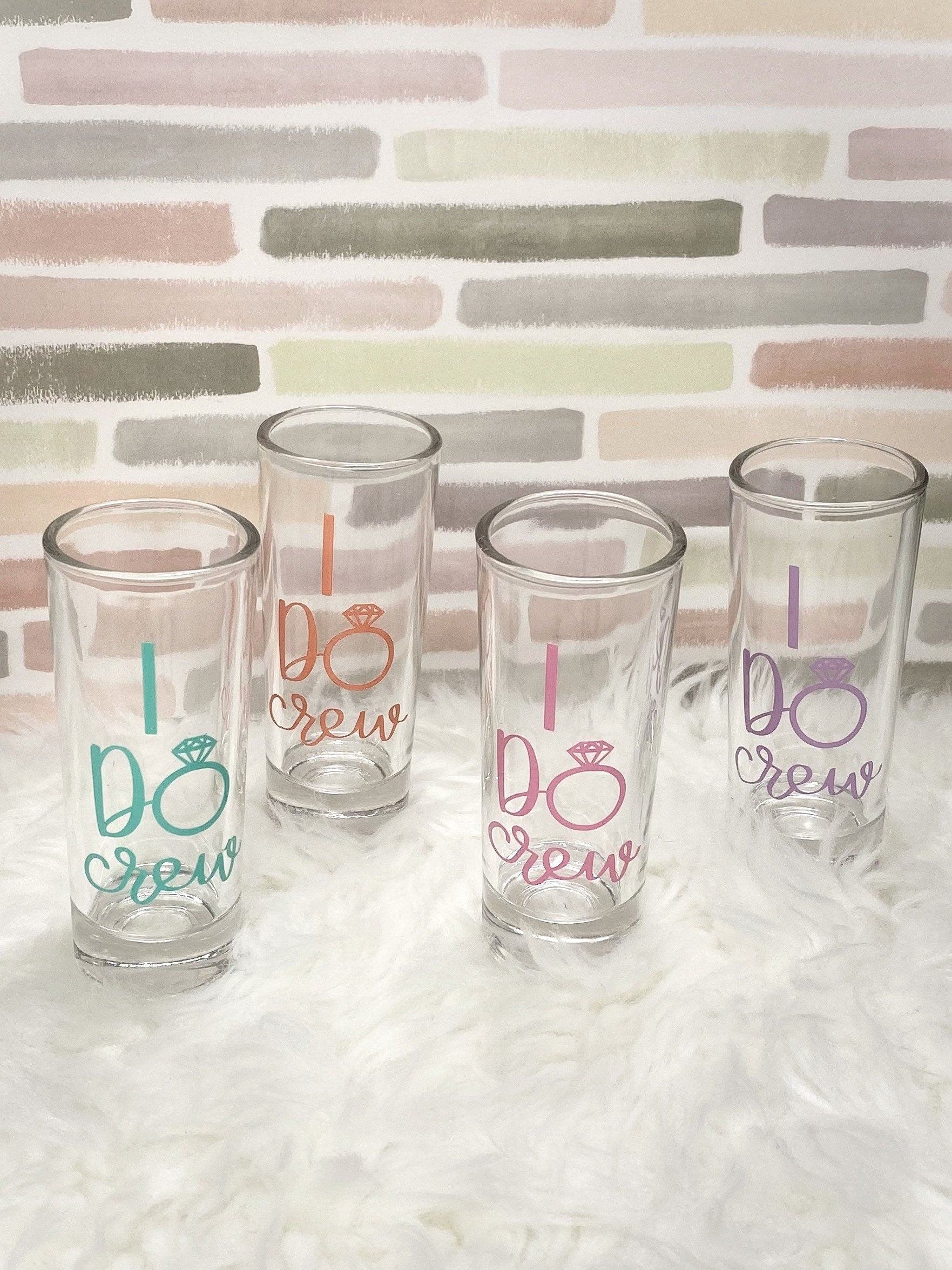 Pastel Bridesmaid Shot Glasses: Bridal Party Favors