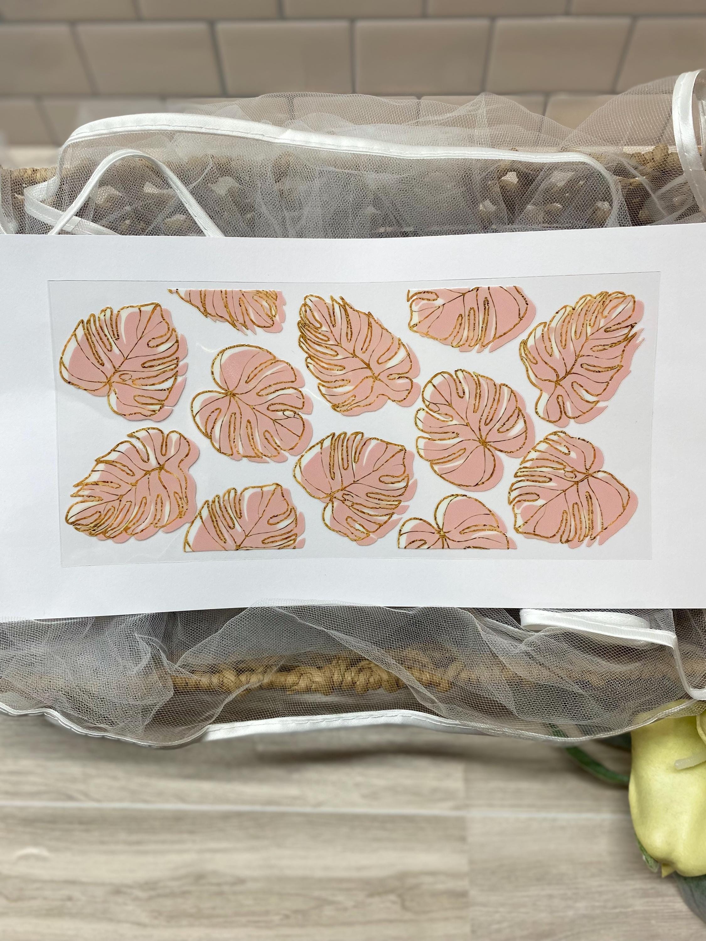 Pink Monstera Leaf 16oz Cup Wrap: Plant Lover DIY Tumbler