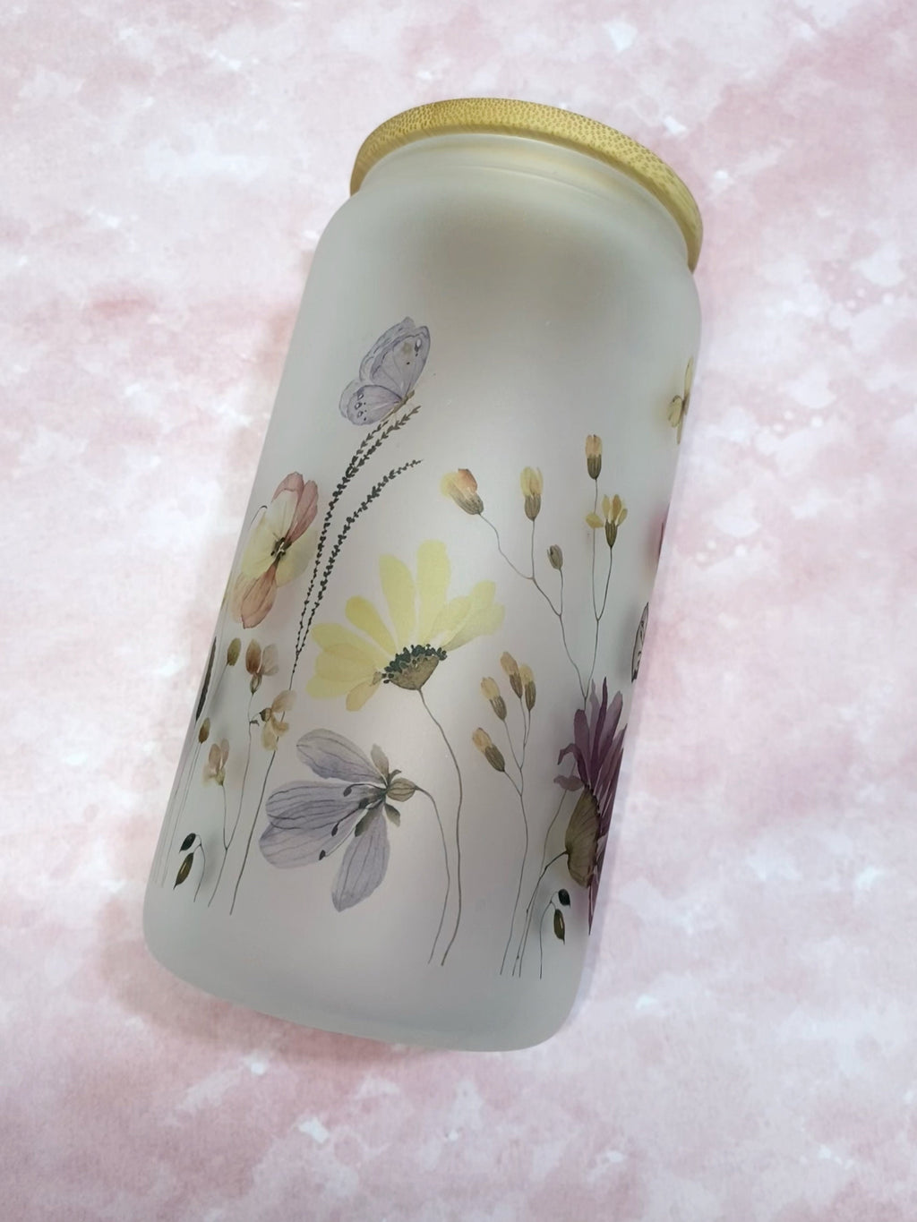 wildflower frosted beer glass