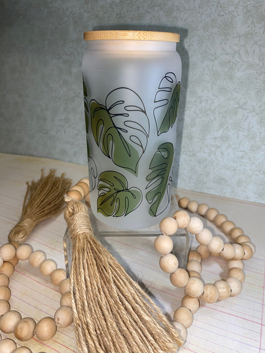 Chic Monstera Frosted Glass
