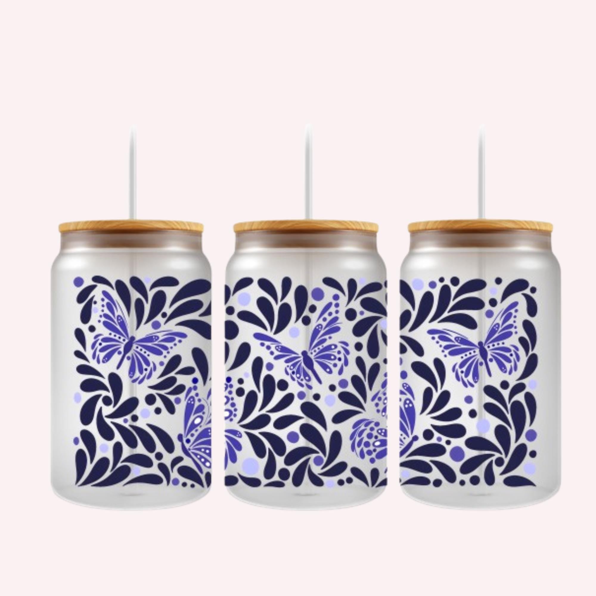 Deep purple butterflies UVDTF 16oz cup wrap