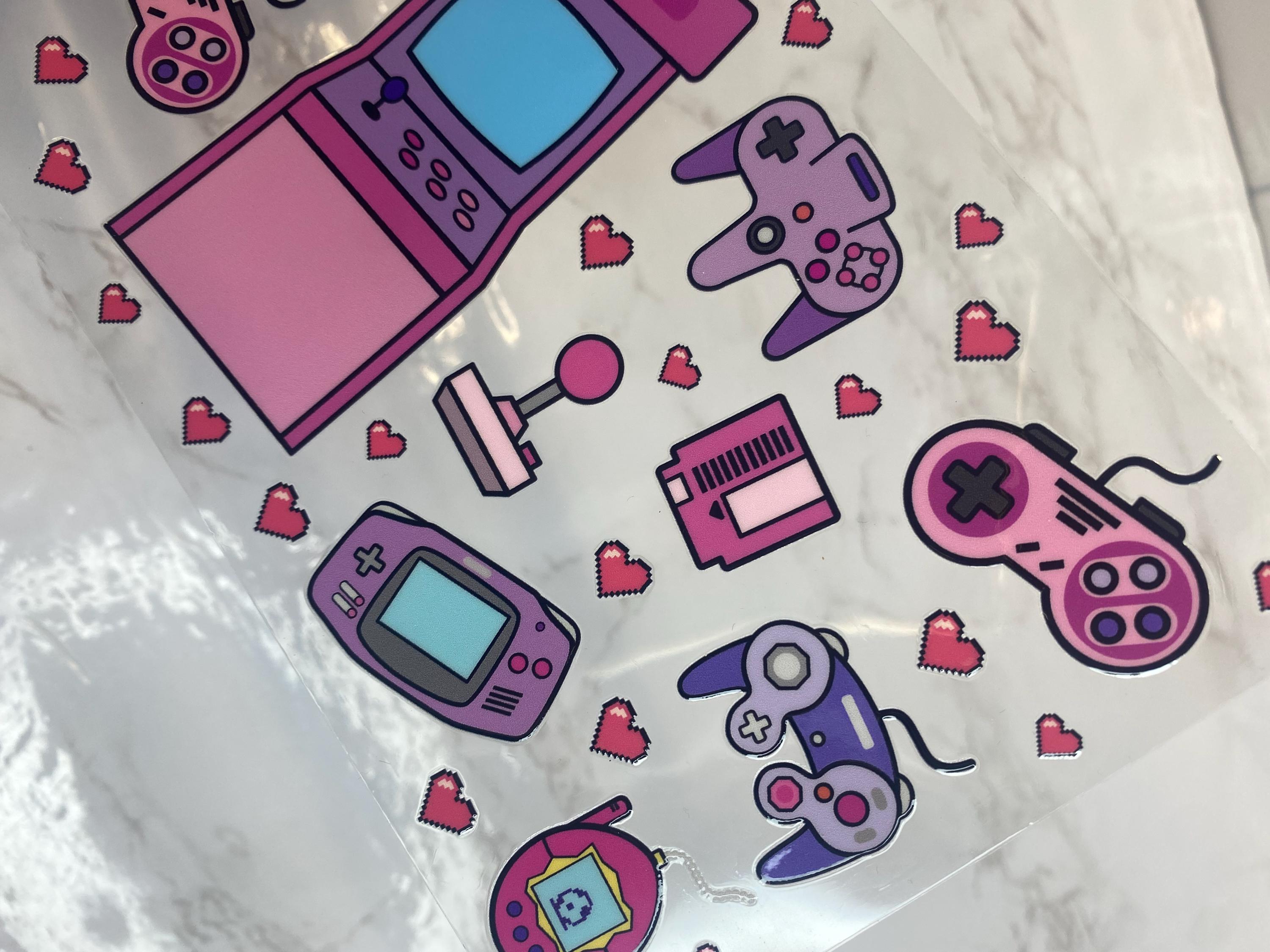 Girl Gamer 16oz Tumbler Wrap. Pink & Purple UV DTF Design