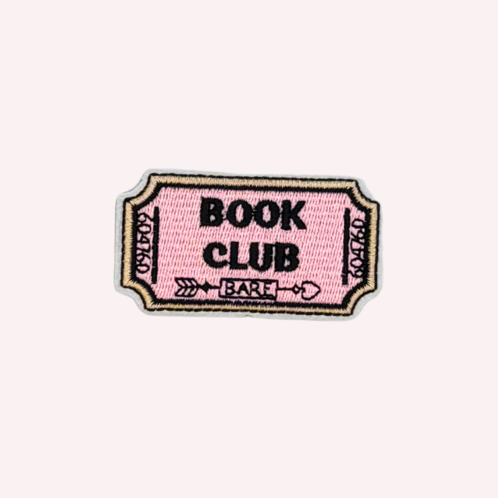 Book Club Embroidered Iron-On Patch – Pink Book Lover Patch, Reading Patch, Bookish Gift, Reader Jacket & Tote Bag Patch