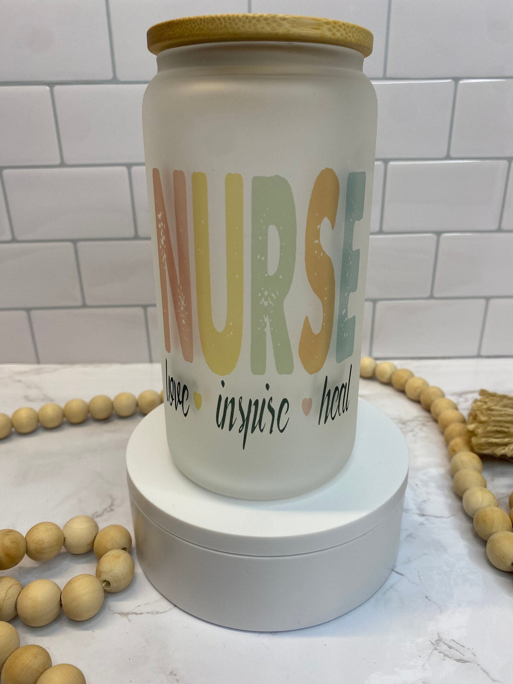 Nurse Themed Frosted Beer Can Glass