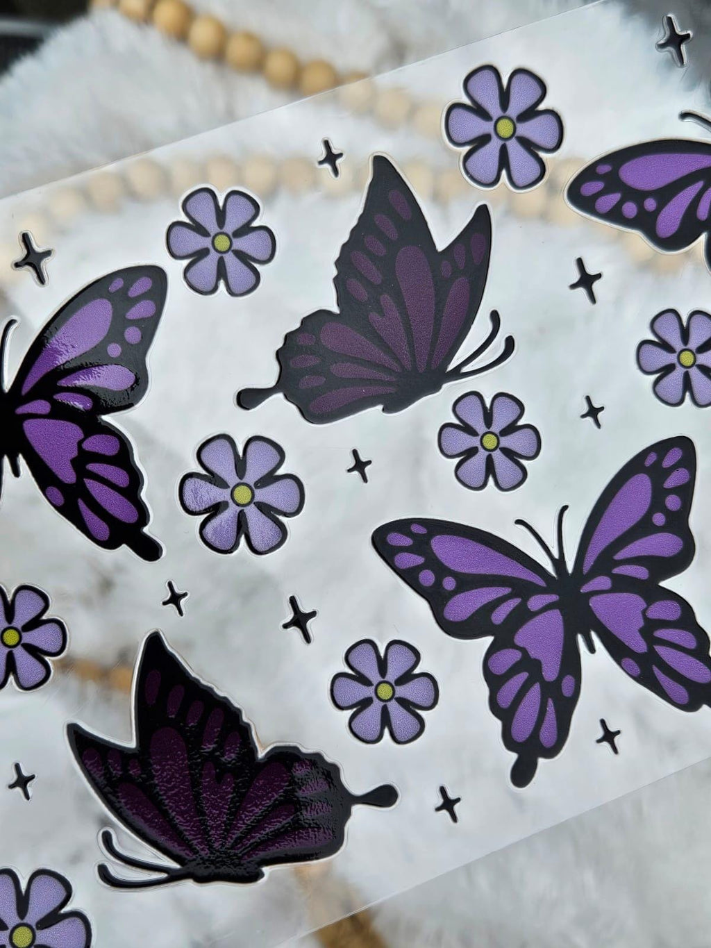 Purple Butterfly 16oz Tumbler Wrap: Fall Theme UV DTF