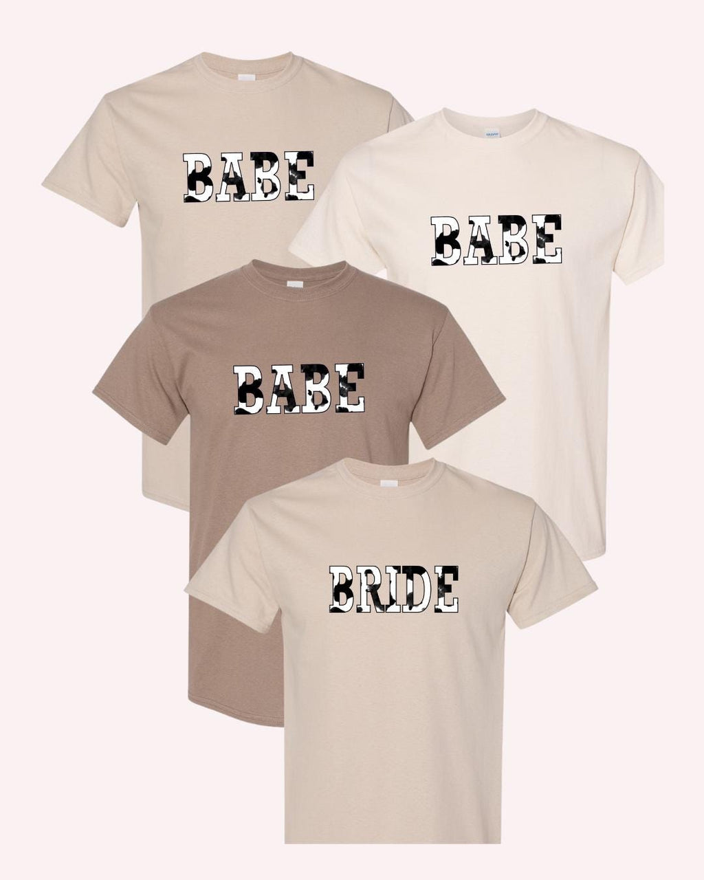 Western Bachelorette Cow Print T-Shirt: Bride & Babe Bridal Party