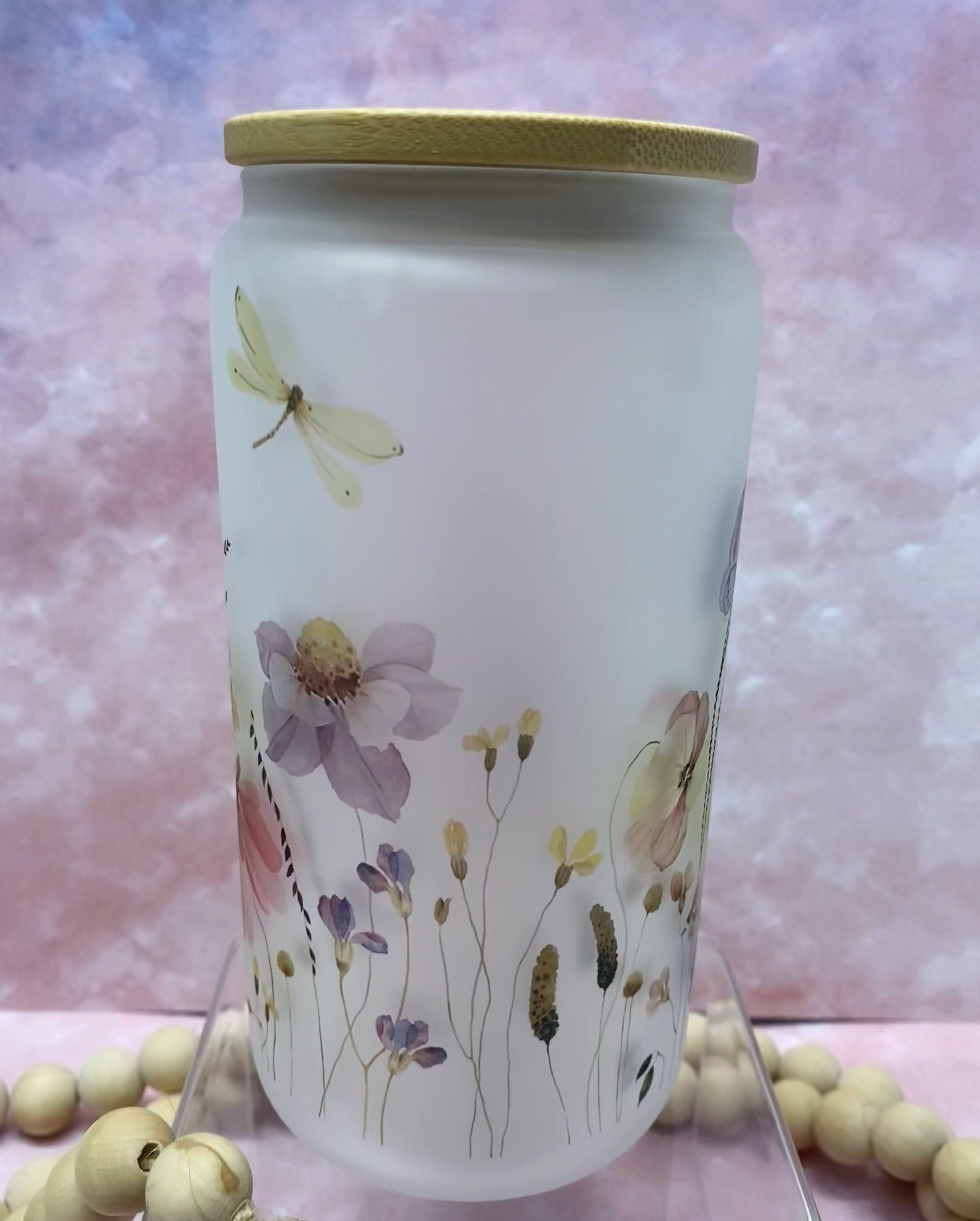 wildflower frosted beer glass