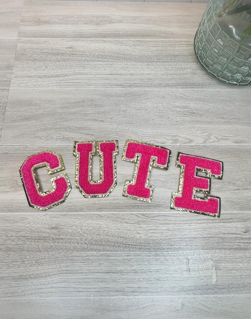 Chenille Letter Patch with Glitter Border: Iron-On Applique (3.1 inch)