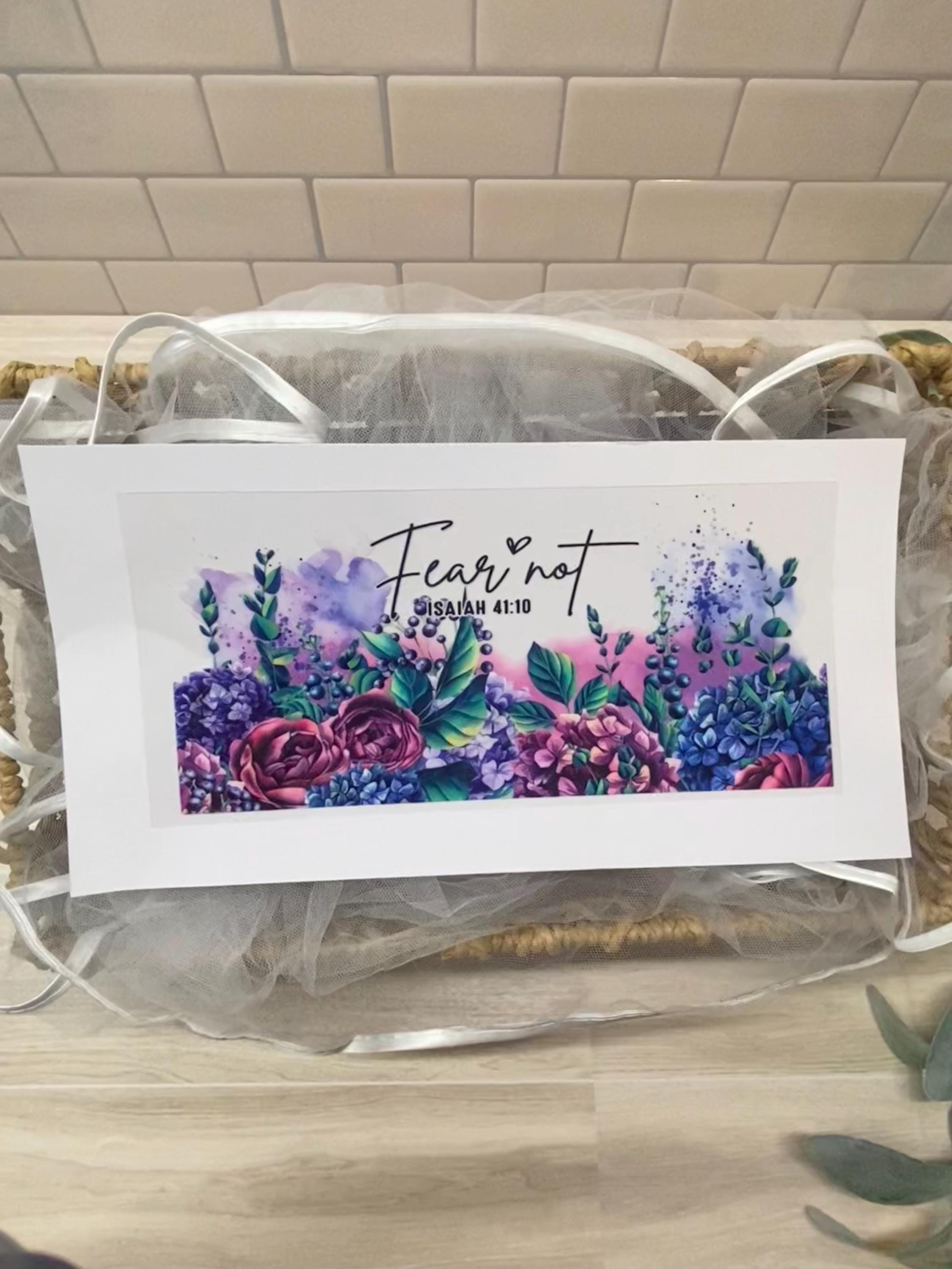 Isaiah 41:10 Floral UV DTF Wrap, 16oz Glass Can Transfer