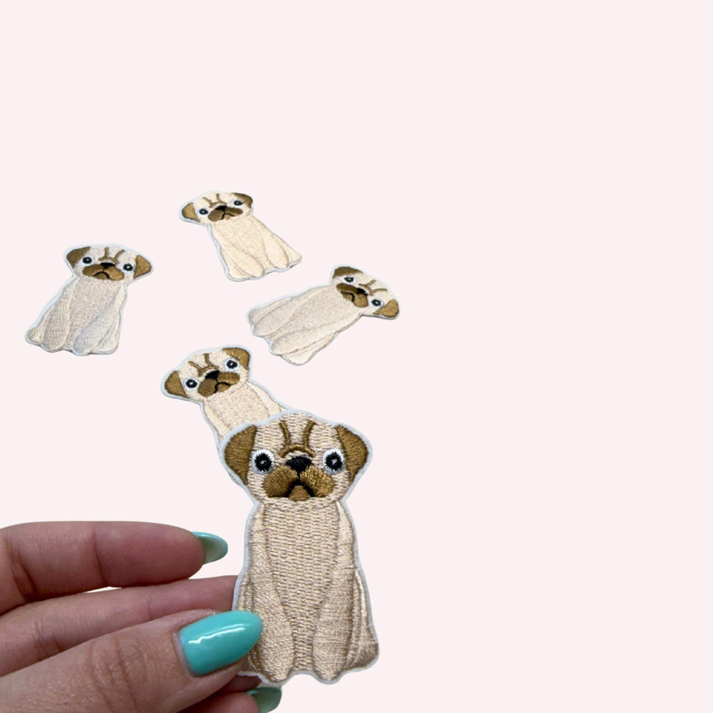 Small Pug Iron-On Embroidery Patch