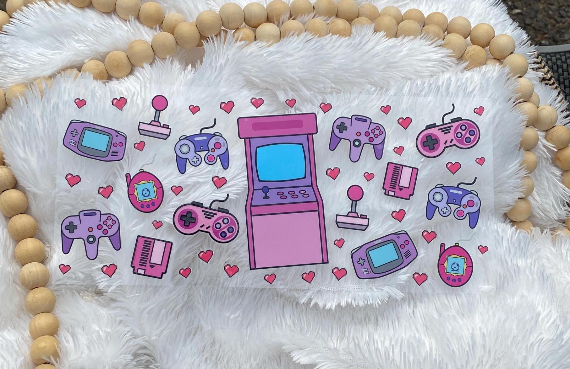 Girl Gamer 16oz Tumbler Wrap. Pink & Purple UV DTF Design