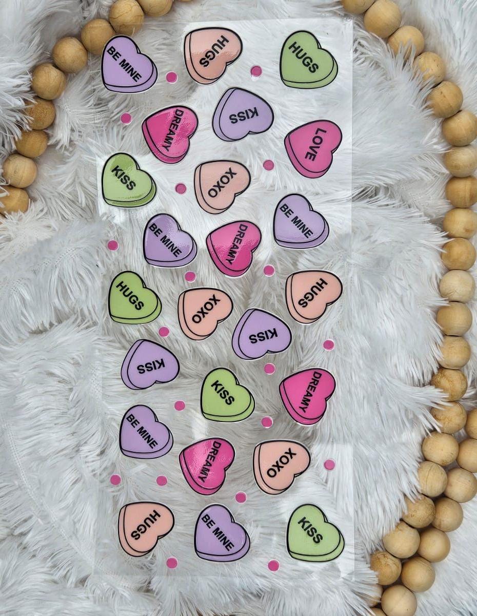 Pastel Hearts UV DTF Wrap: Valentines 16 oz Libbey Glass