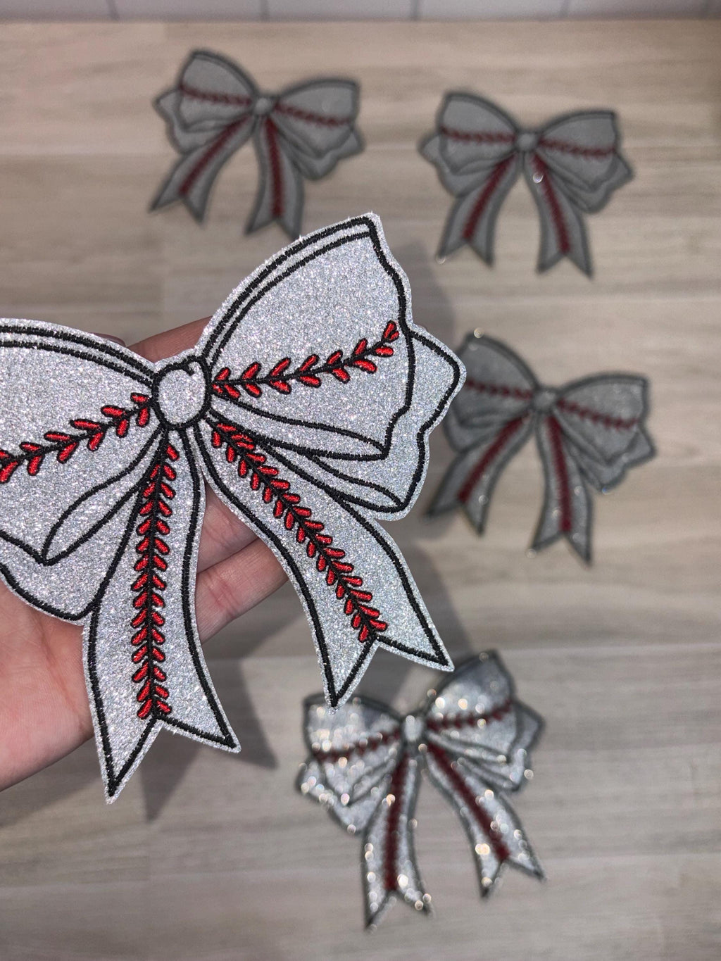 Glitter Embroidery Bow Patch | Baseball patch, Football patch. (4–6”)